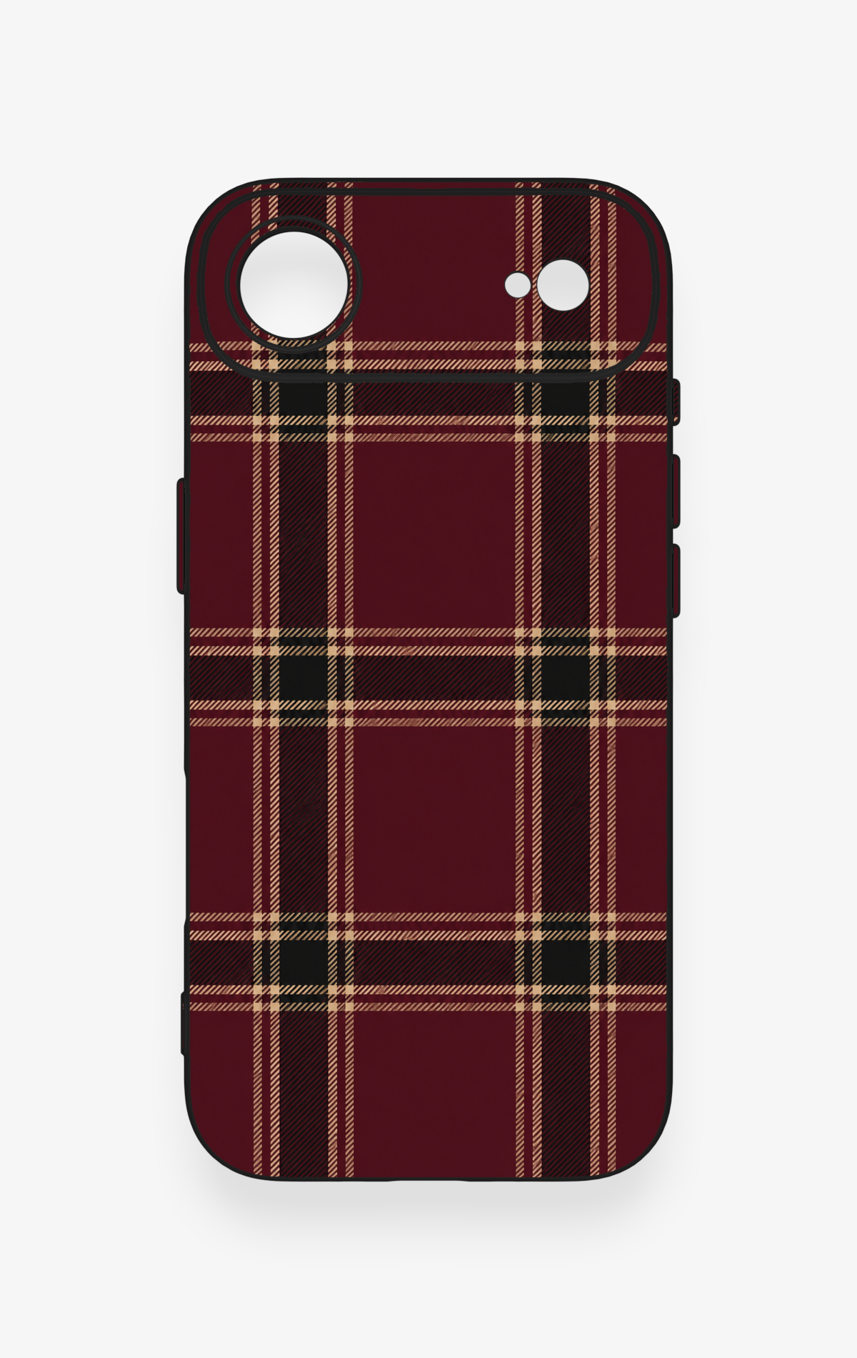 iPhone 17 Air Uyumlu Bordo Siyah Ekose Desenli Silikon Kılıf
