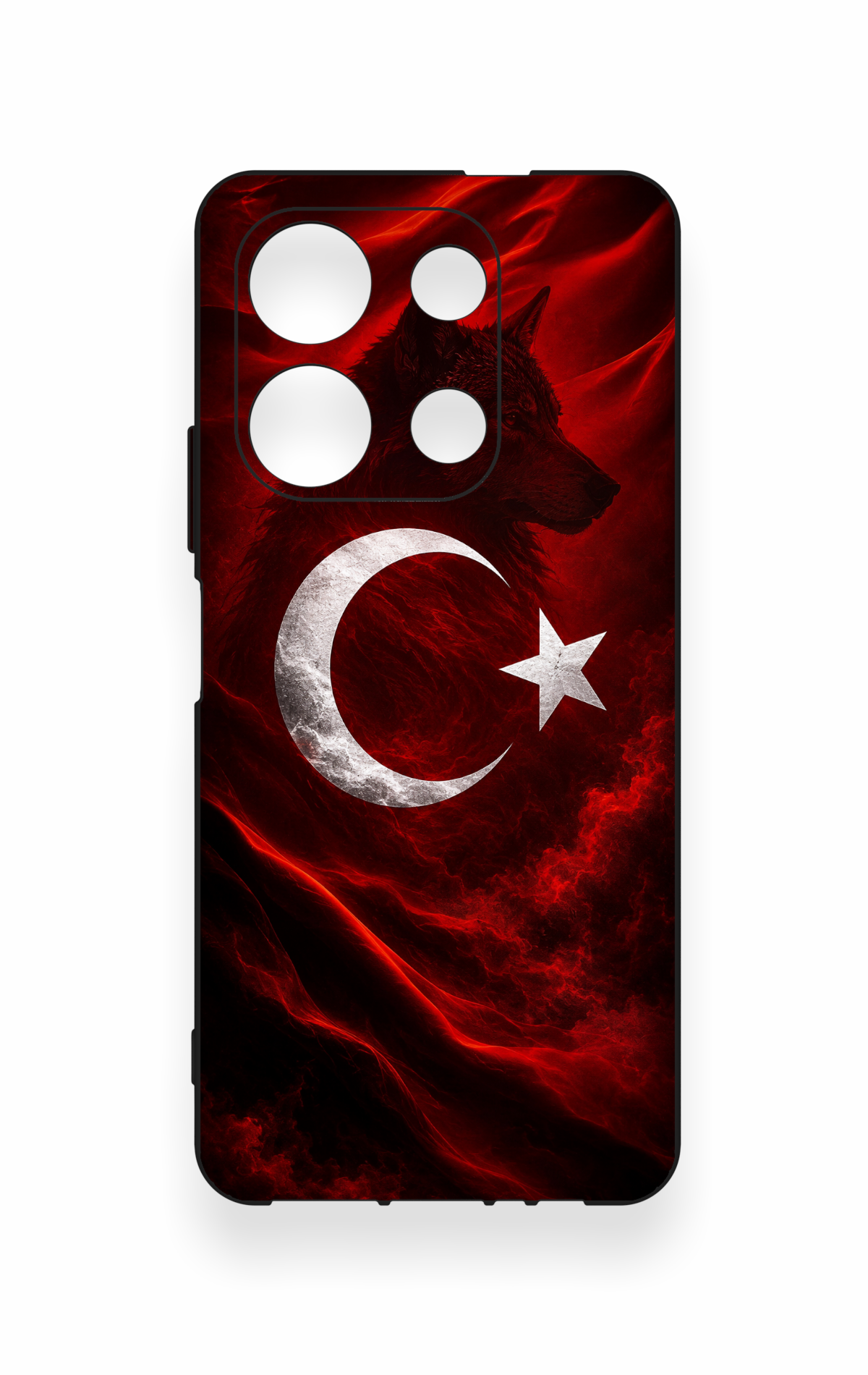 İnfinix Note 30 Uyumlu Kurt Türk Bayrağı Desenli Silikon Kılıf