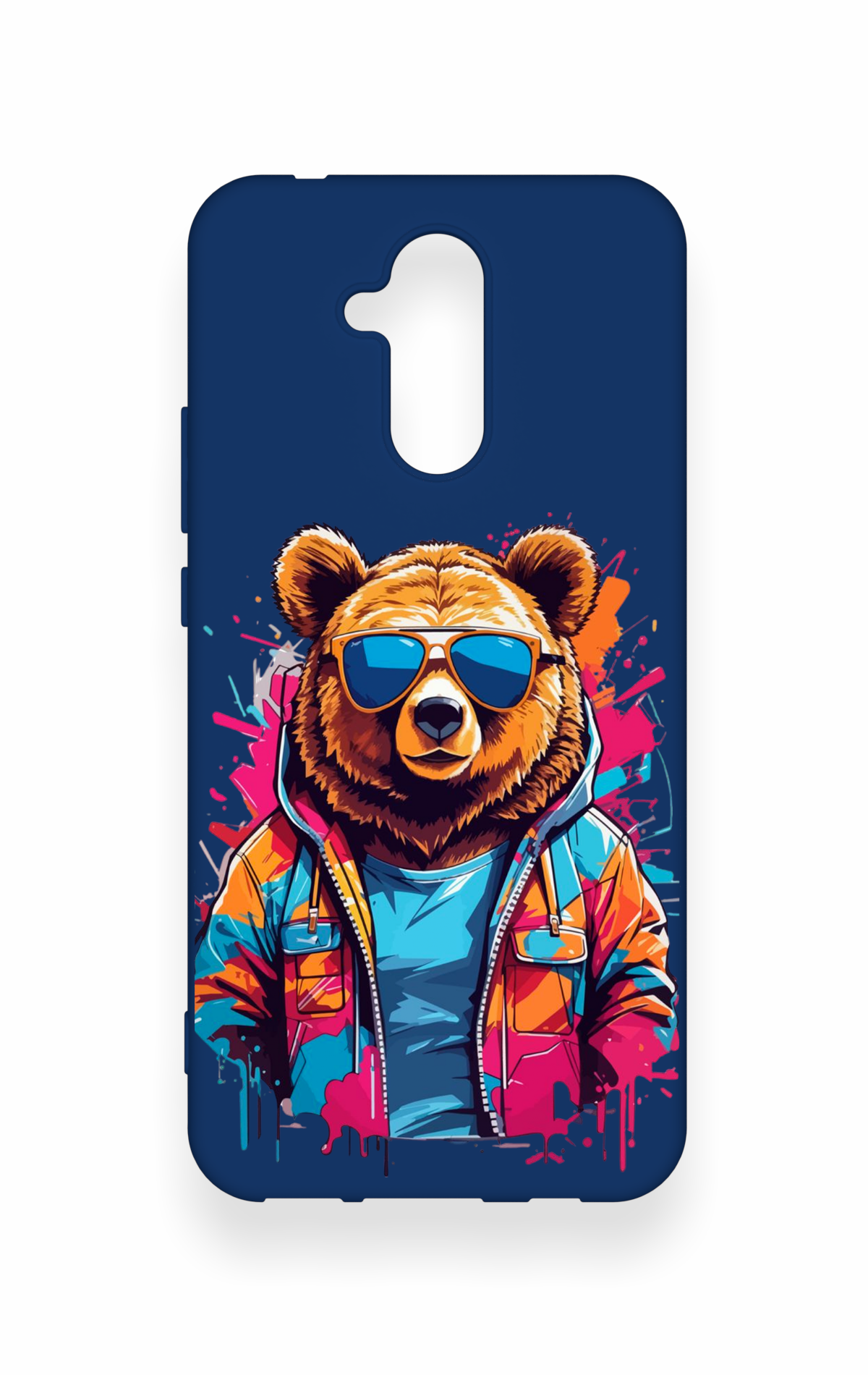 Huawei Mate 20 Lite Uyumlu Gözlüklü Ayı Desenli Silikon Kılıf