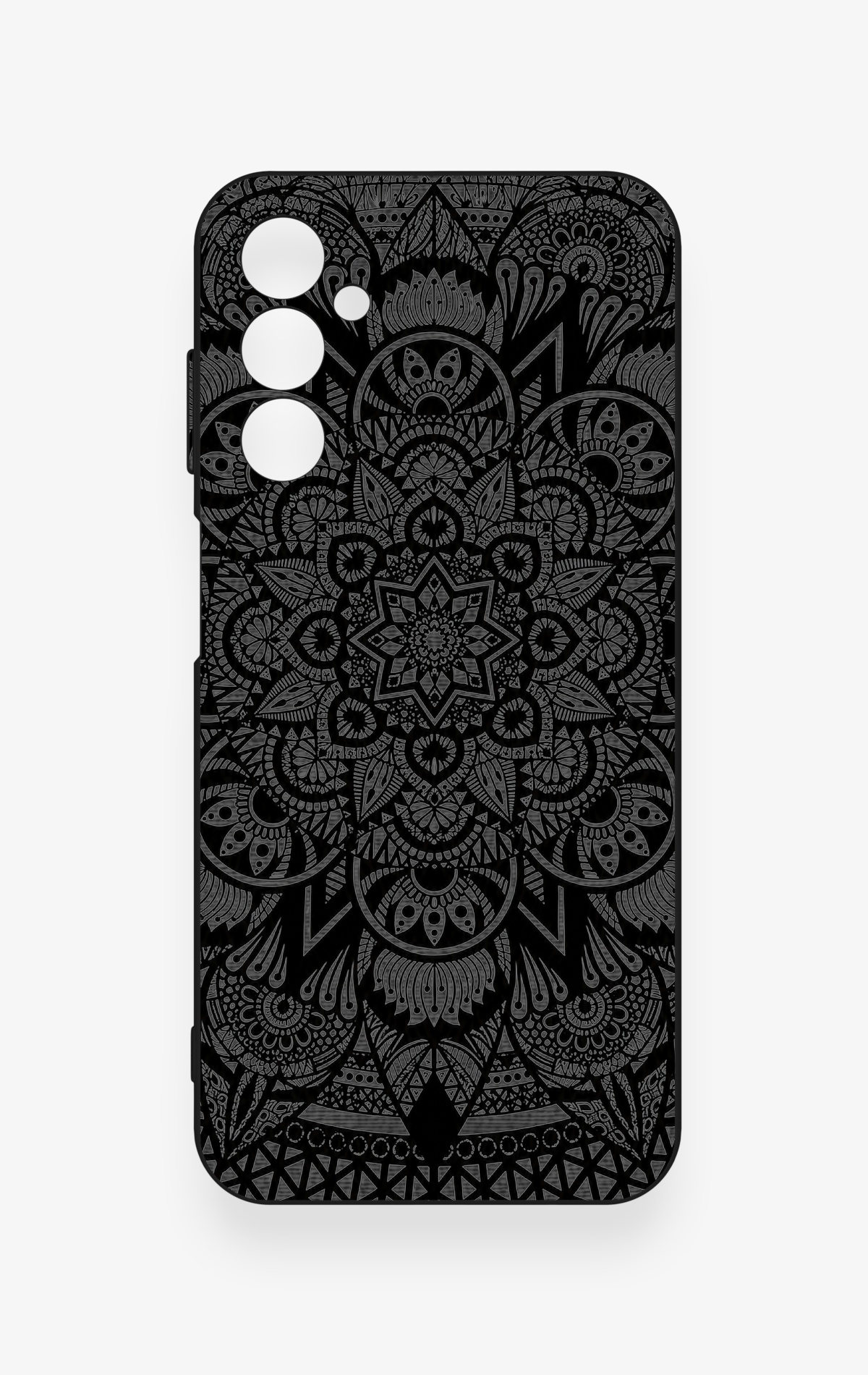 Samsung M14 Uyumlu Siyah Beyaz Mandala Desenli Silikon Kılıf