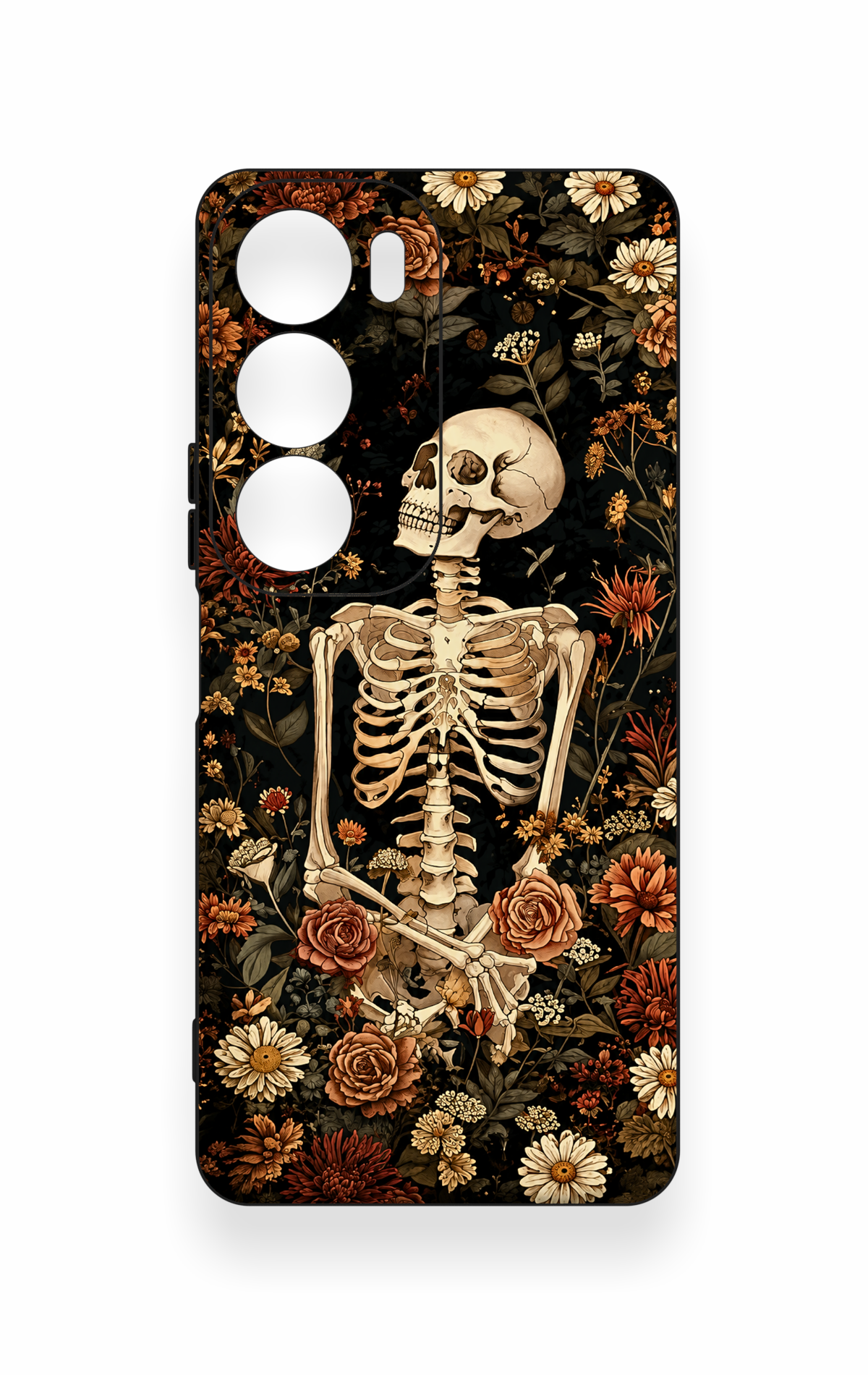 Vivo Y19s Uyumlu Çiçek İskelet Desenli Silikon Kılıf