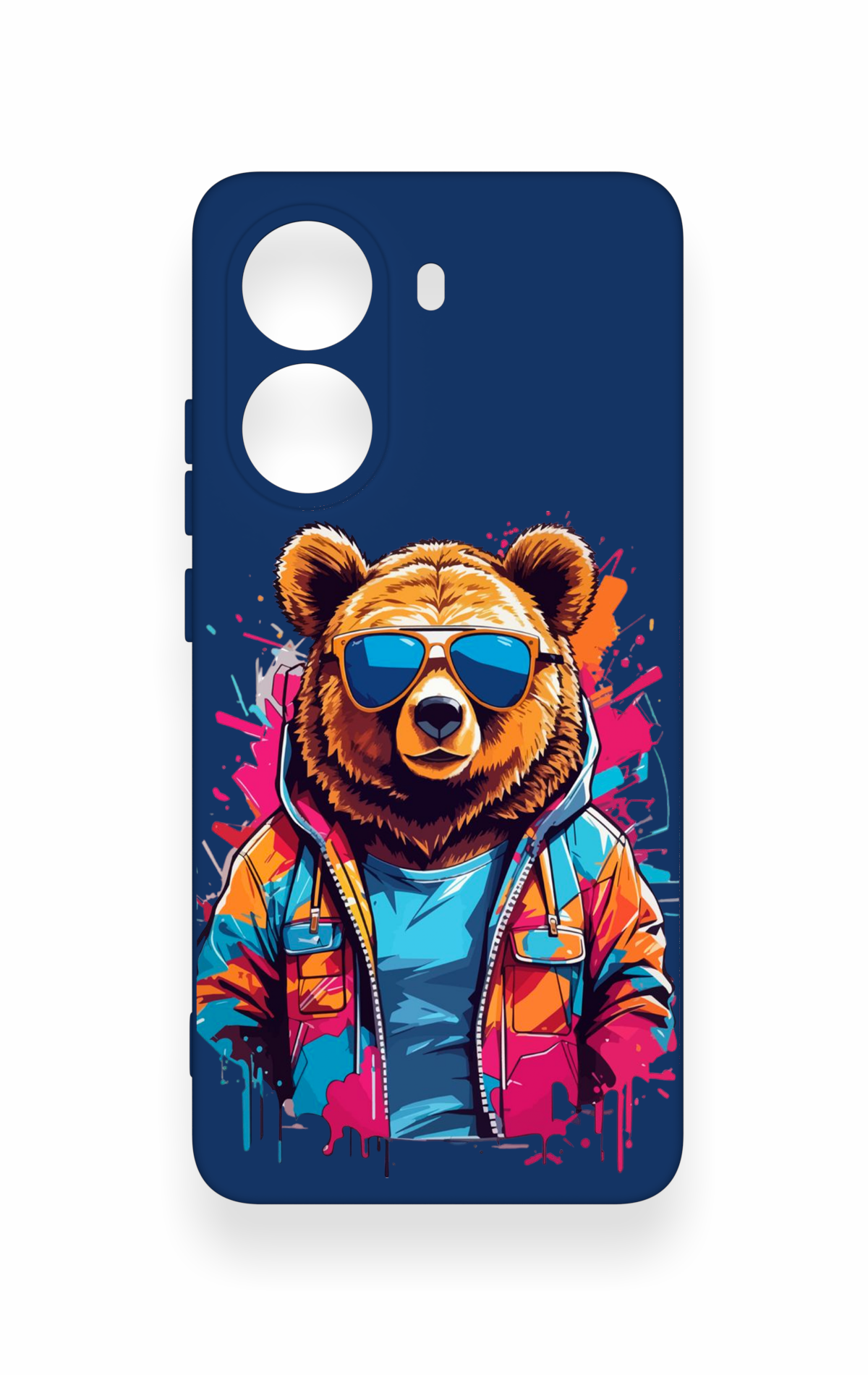 Poco X7 Pro Uyumlu Gözlüklü Ayı Desenli Silikon Kılıf