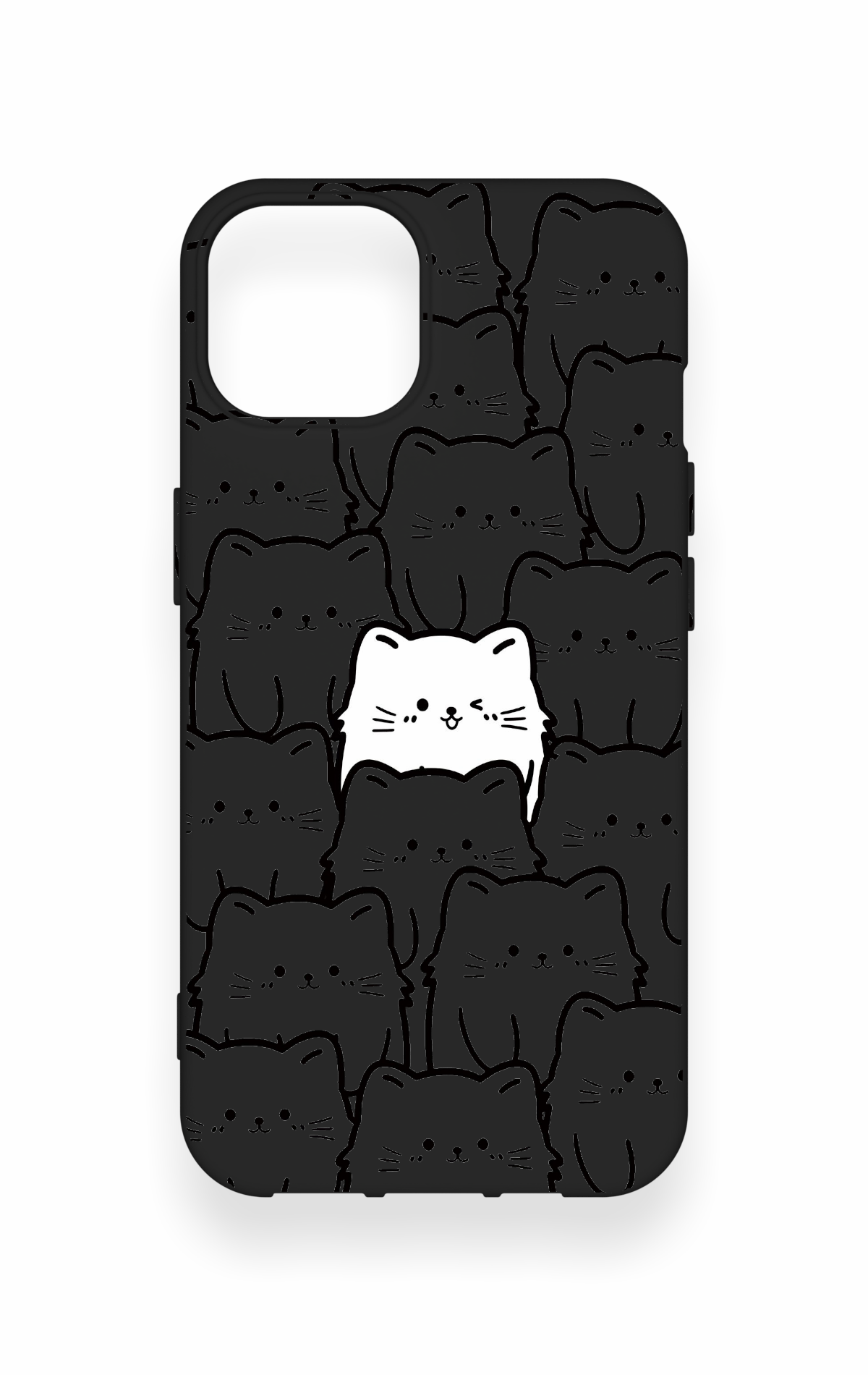 iPhone 14 Uyumlu Many Cats Desenli Silikon Kılıf