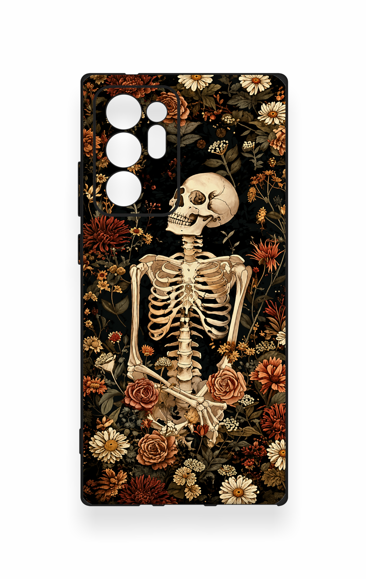 Samsung Note 20 Ultra Uyumlu Çiçek İskelet Desenli Silikon Kılıf