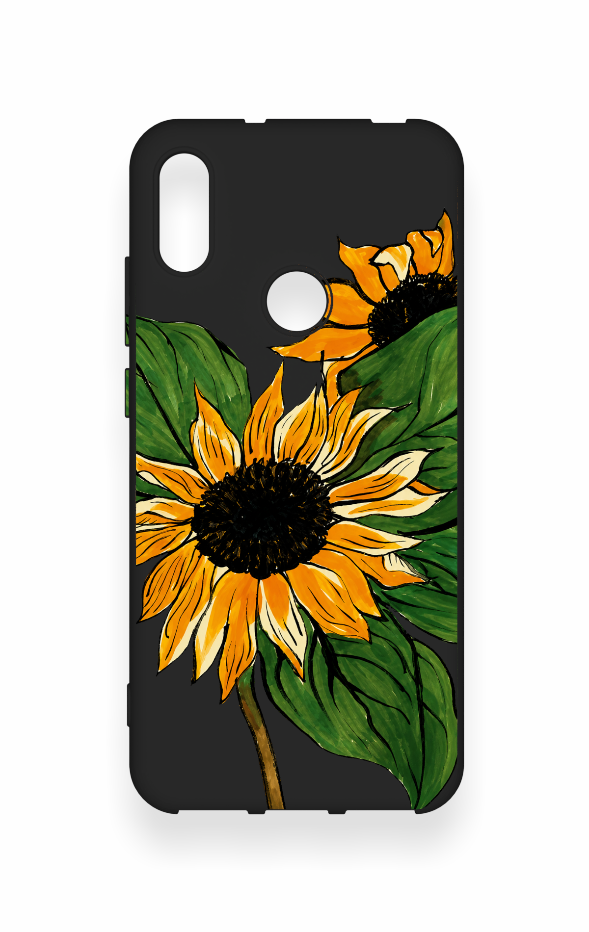 Huawei Y6 2019 Uyumlu Ay Çiçeği Desenli Silikon Kılıf
