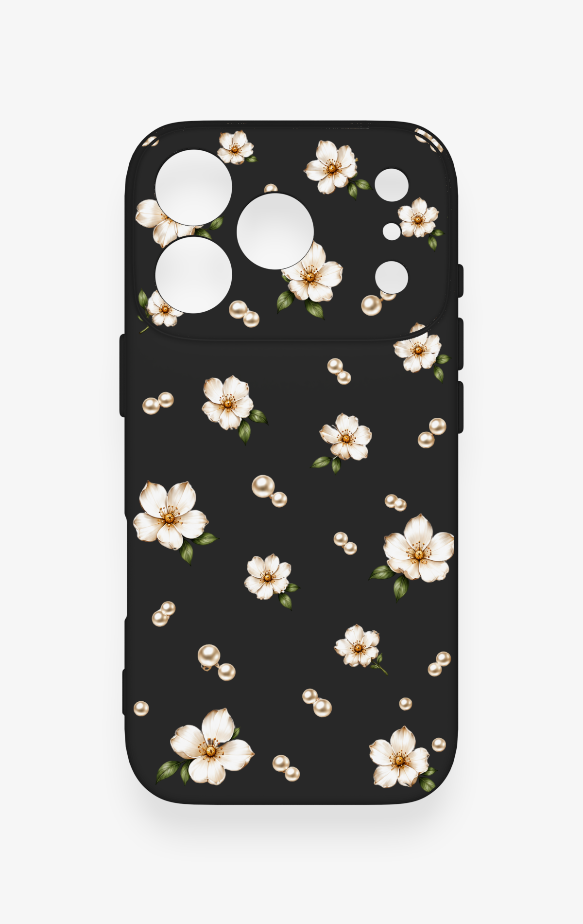 iPhone 17 Pro Uyumlu İnci Papatya Desenli Silikon Kılıf