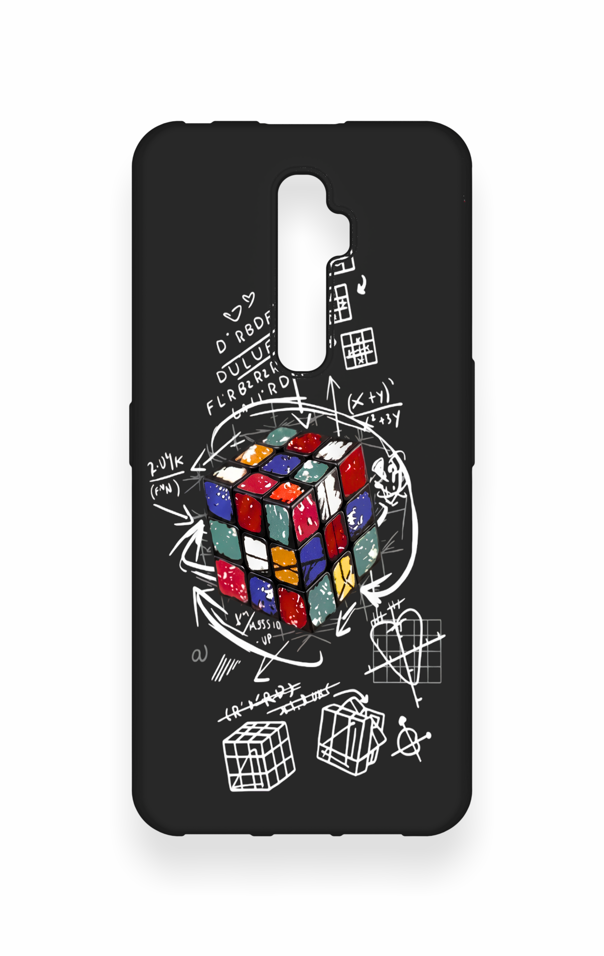 Oppo Reno 2Z Uyumlu Rubik Küb Desenli Silikon Kılıf