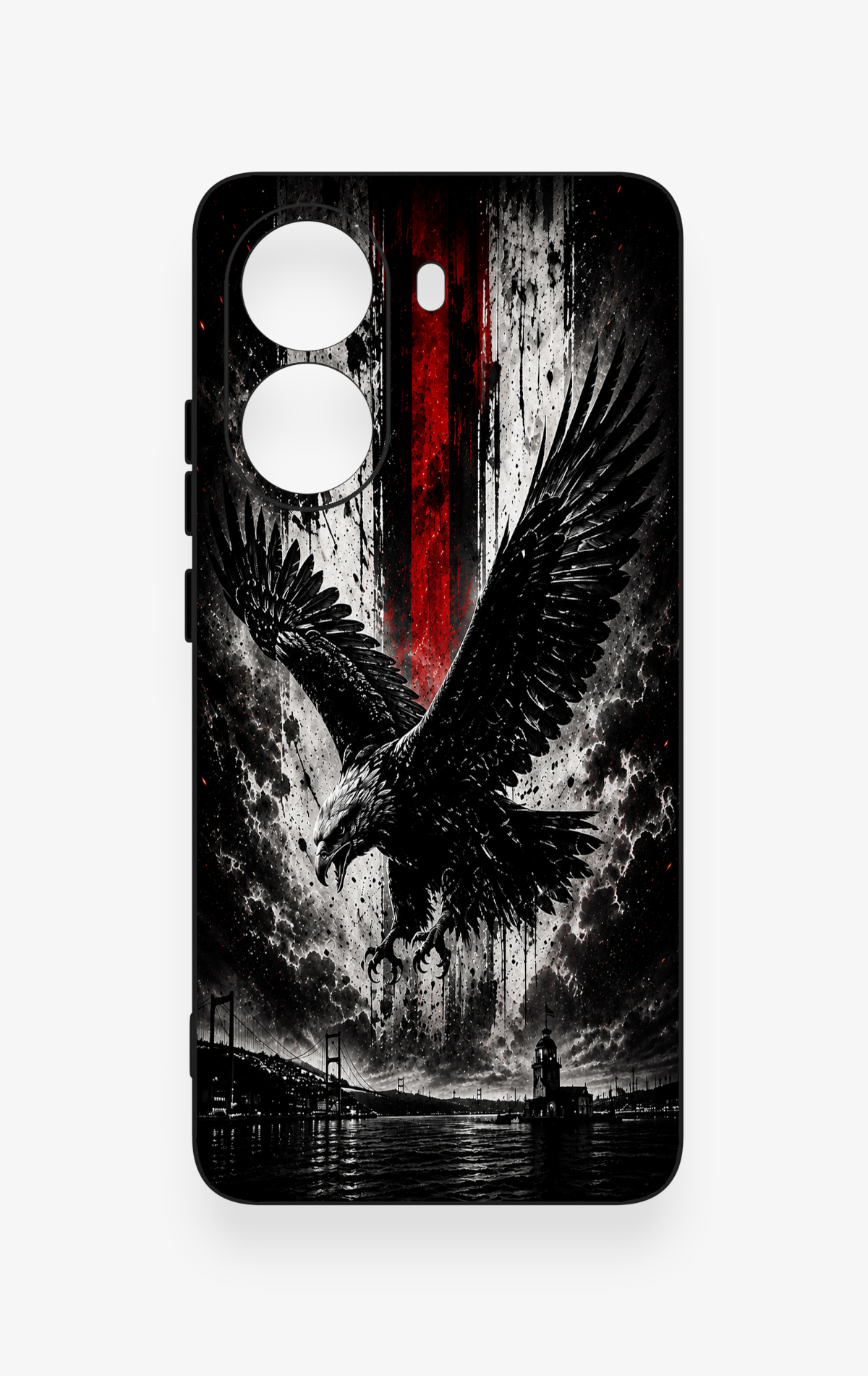 Poco X7 Pro Uyumlu Kara Kartal Desenli Silikon Kılıf