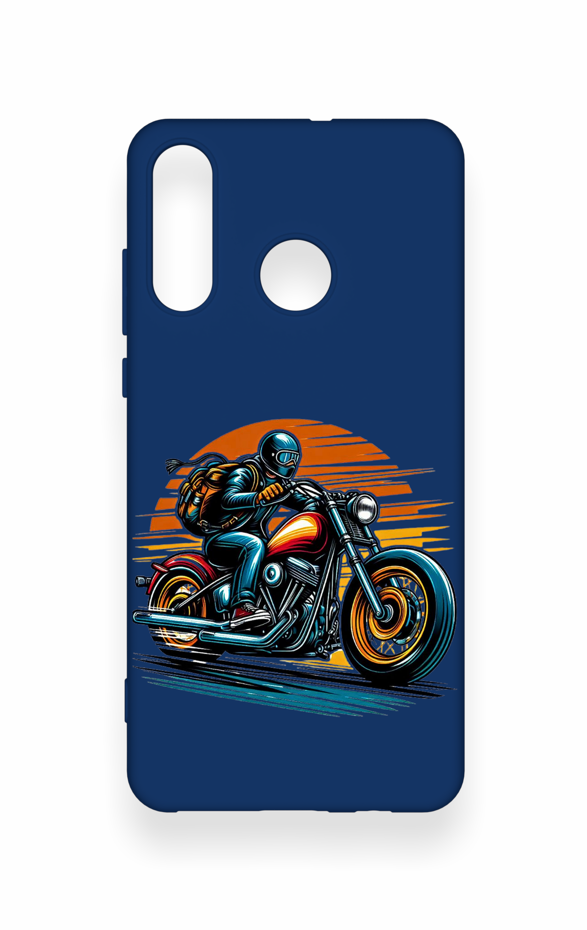 Huawei P30 Lite Uyumlu Moto Rider Desenli Silikon Kılıf