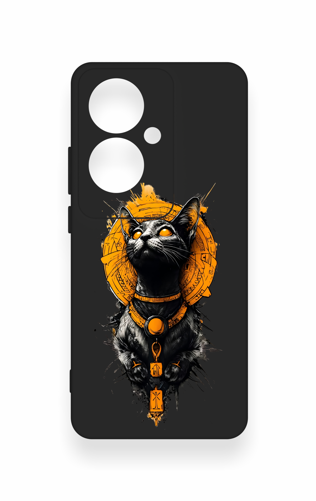 Oppo Reno 11F Uyumlu Mısırlı Kedi Tanrısı Desenli Silikon Kılıf