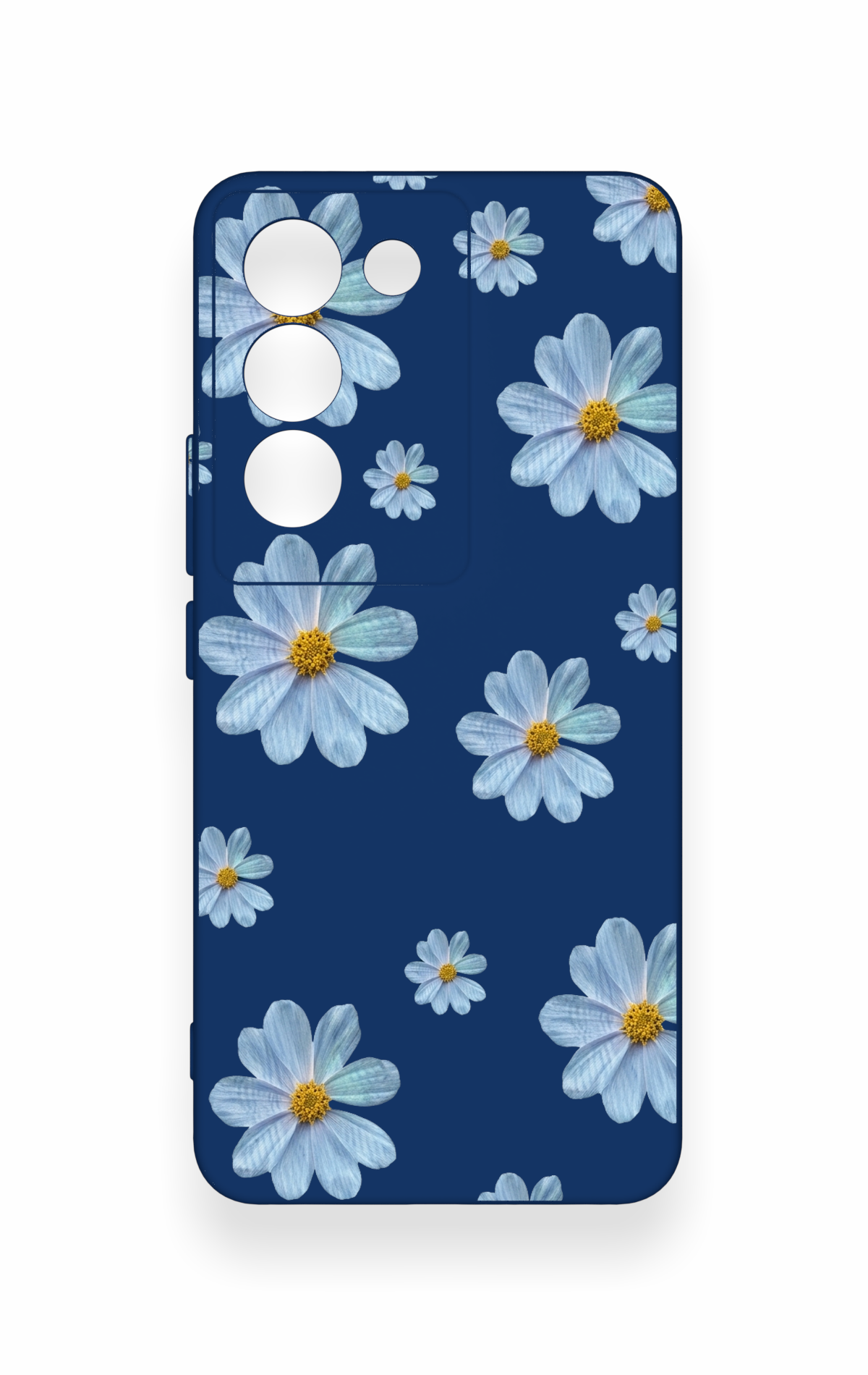 Vivo V30 Lite Uyumlu Mavi Papatya Desenli Silikon Kılıf