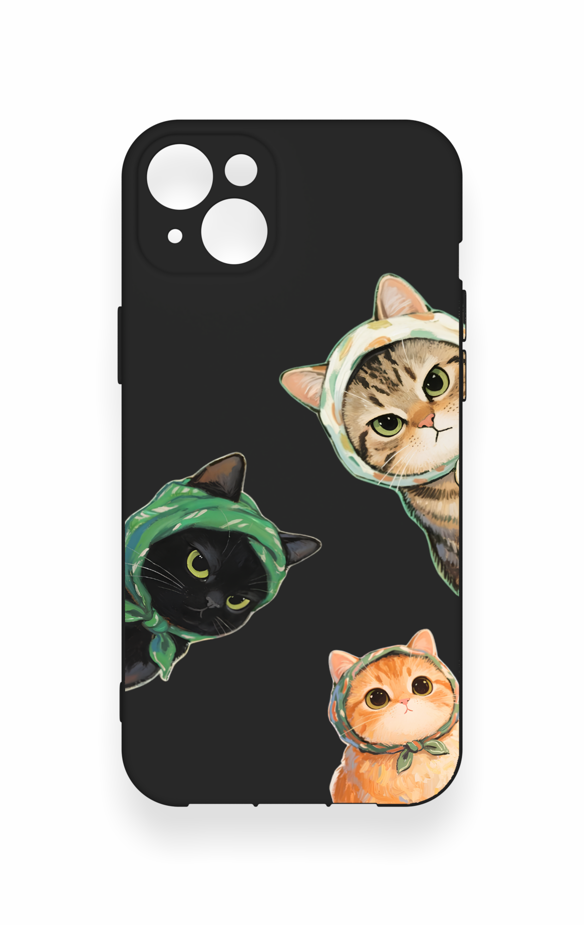 iPhone 14 Plus/15 Plus Uyumlu Kedi Ekibi Desenli Silikon Kılıf
