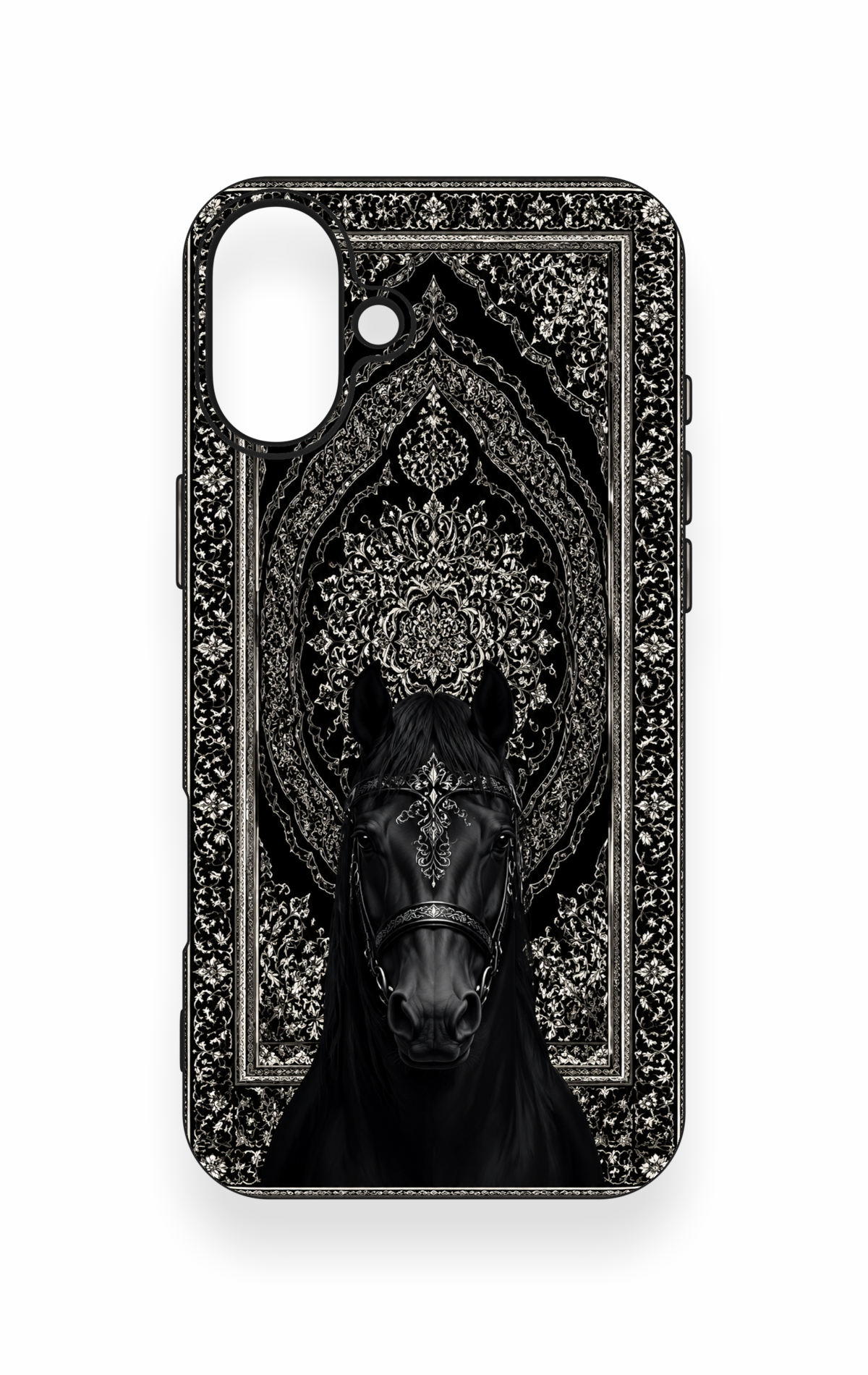 iPhone 16 Plus Uyumlu Etnik At Figürü Desenli Silikon Kılıf