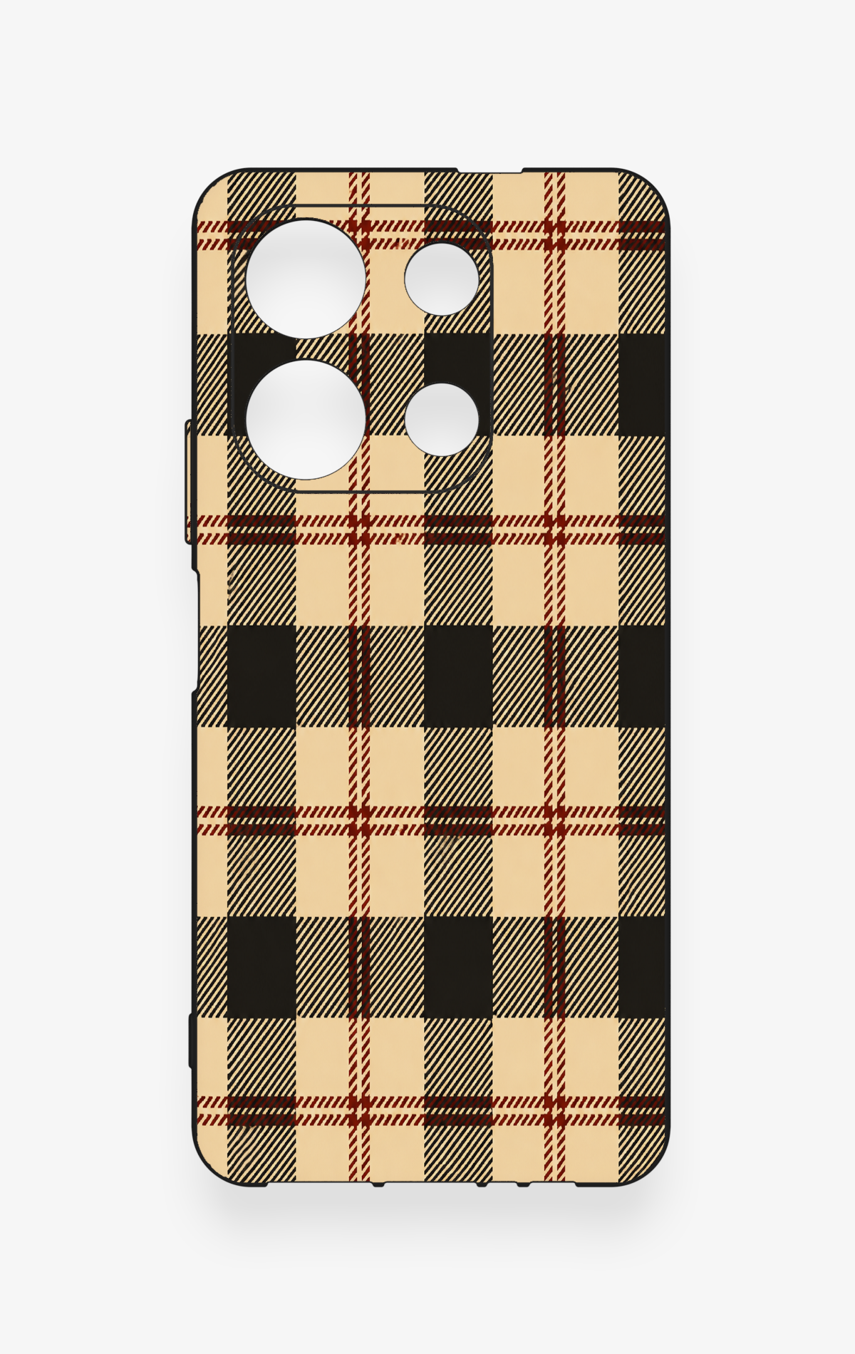 İnfinix Note 30 Uyumlu Krem Ekose Desenli Silikon Kılıf
