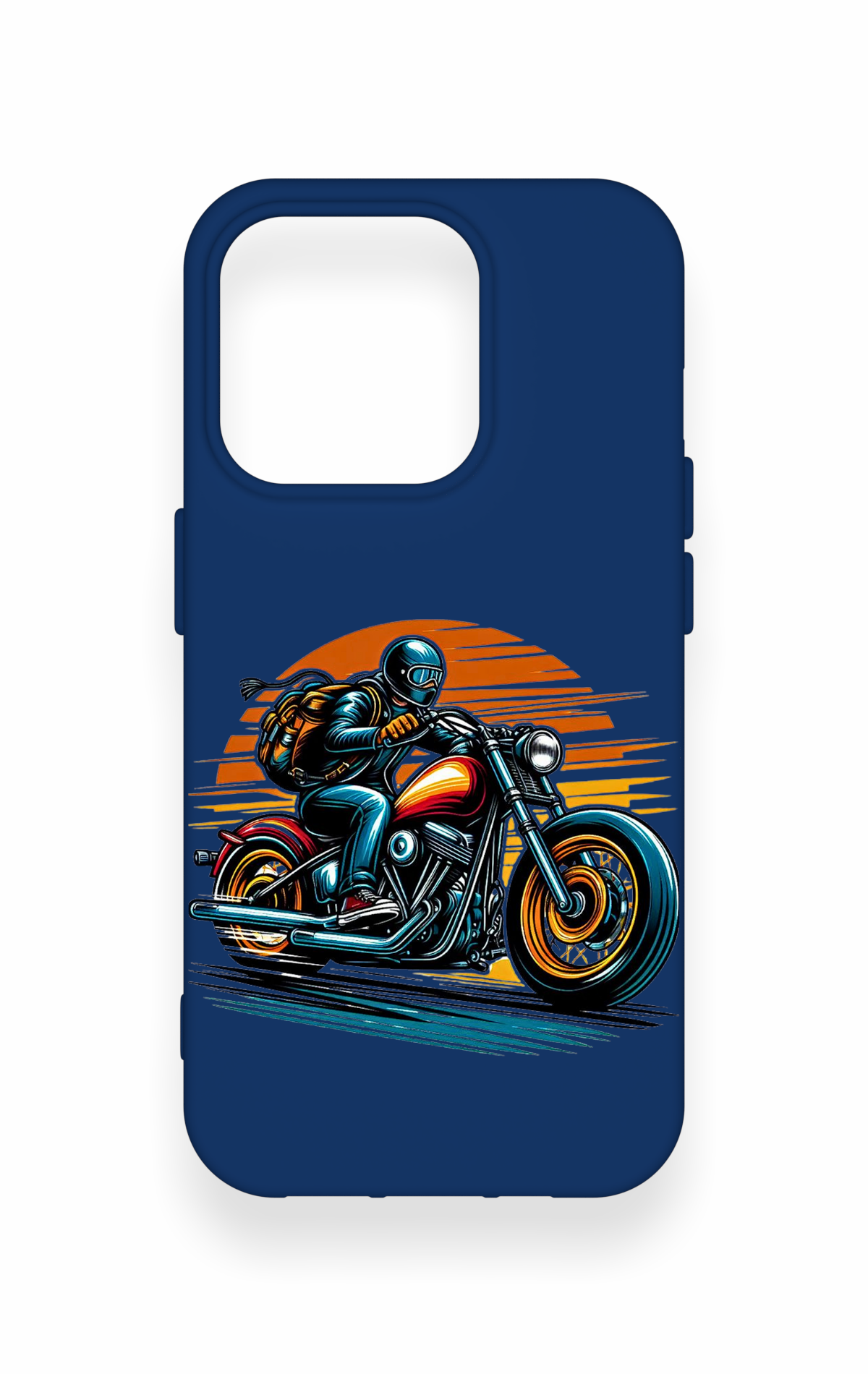 iPhone 15 Pro Uyumlu Moto Rider Desenli Silikon Kılıf