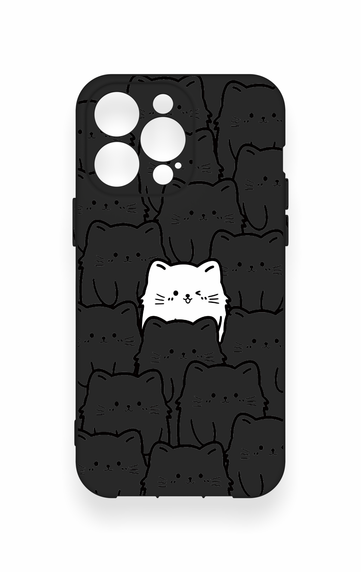 iPhone 14 Pro Max Uyumlu Many Cats Desenli Silikon Kılıf