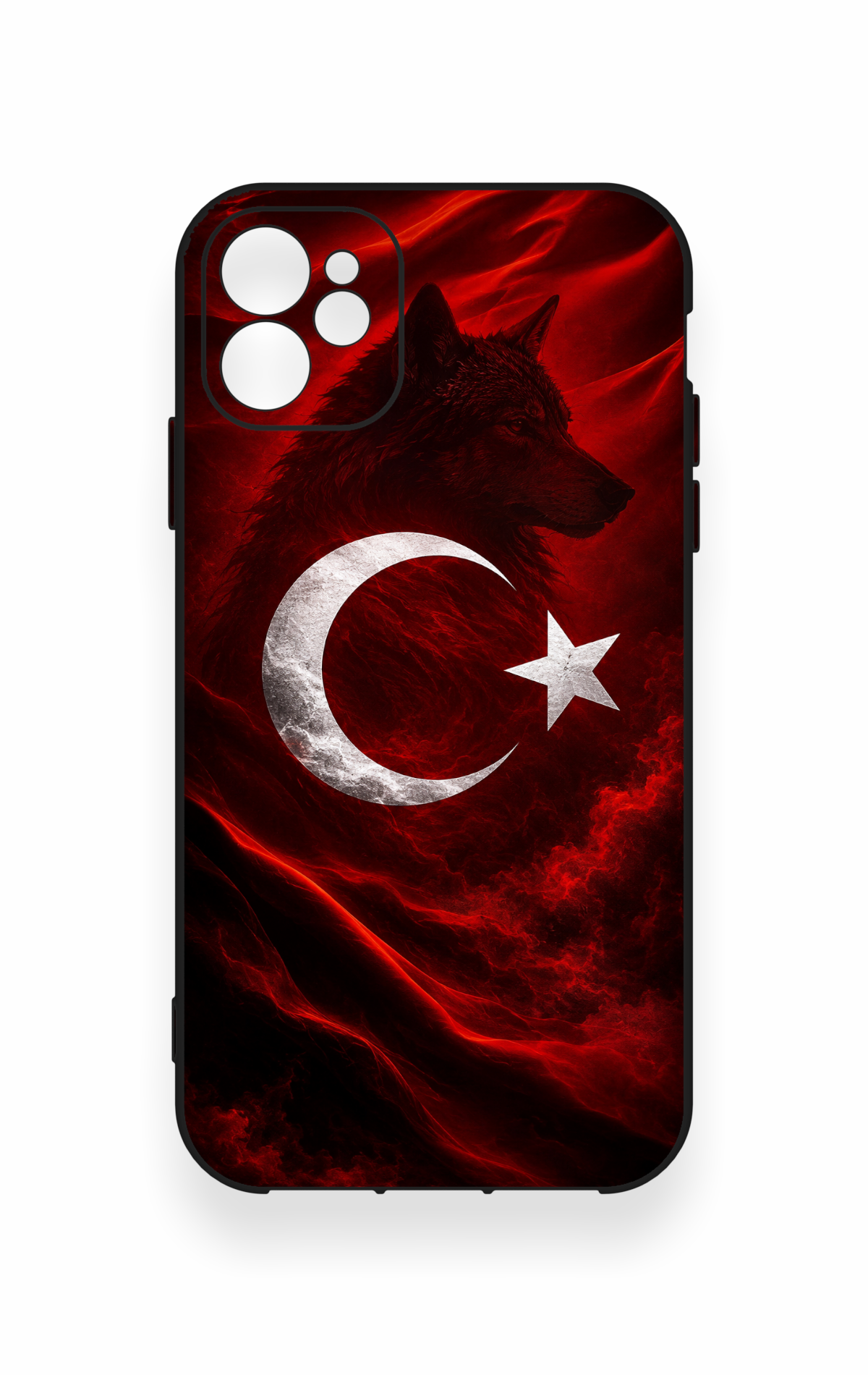 iPhone 11 Uyumlu Kurt Türk Bayrağı Desenli Silikon Kılıf