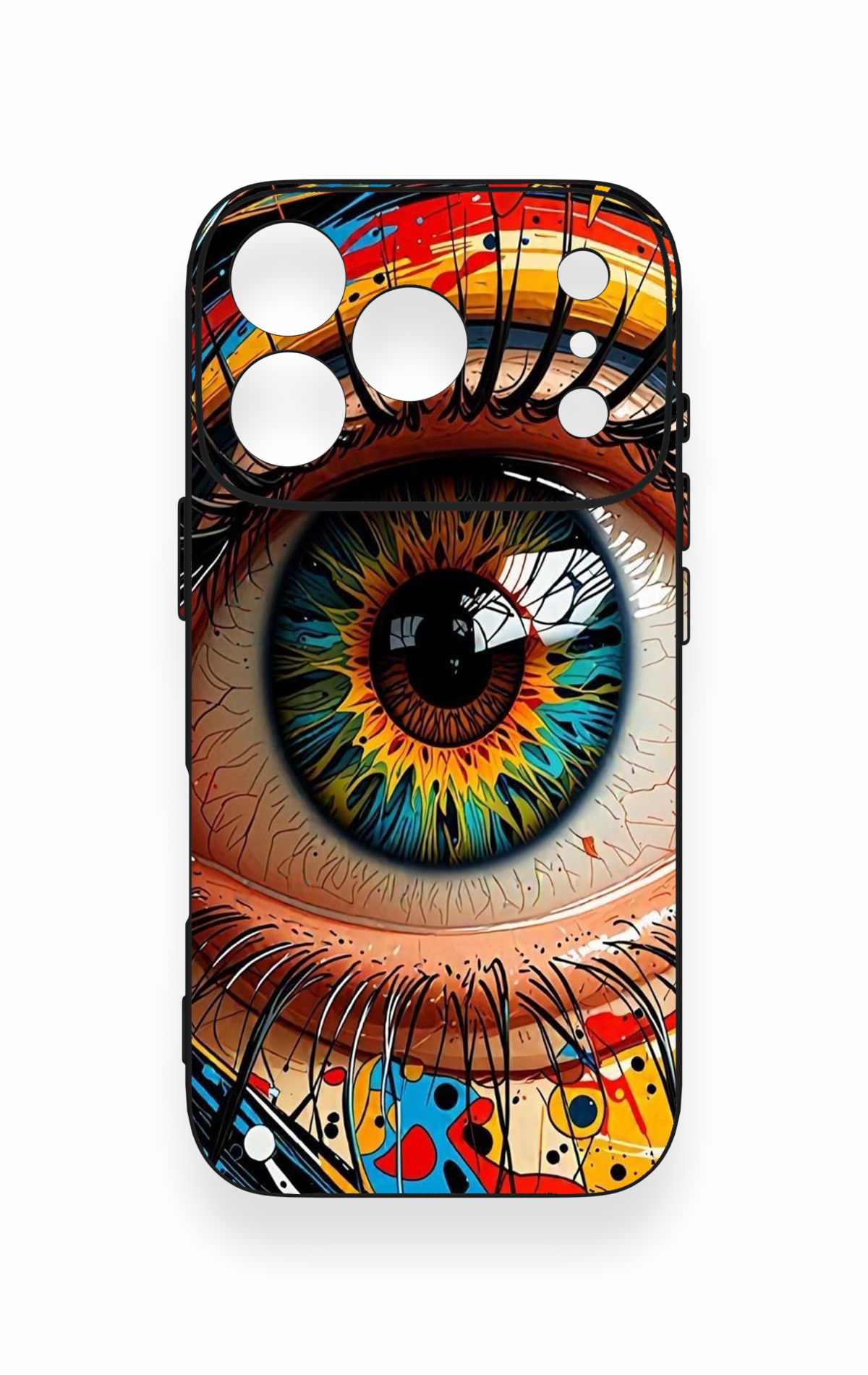 iPhone 17 Pro Uyumlu Renkli Göz Bebeği Desenli Silikon Kılıf