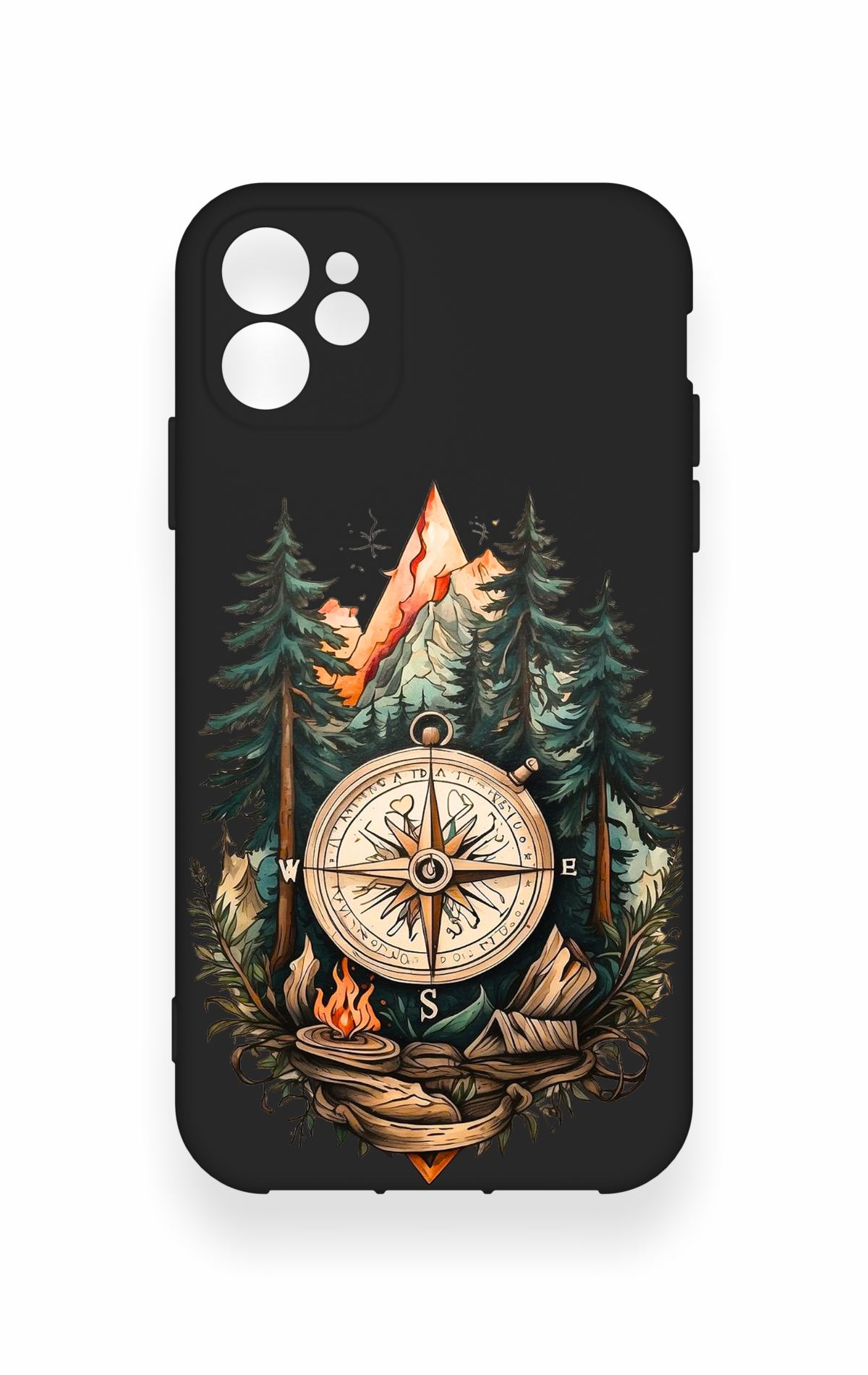 iPhone 11 Uyumlu Pusula Orman Desenli Silikon Kılıf