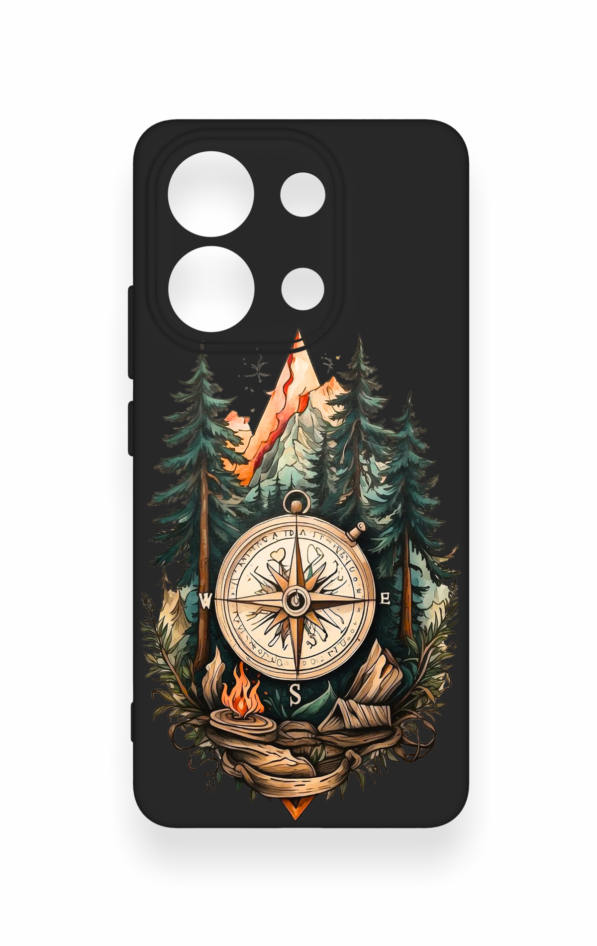 Redmi Note 13 4G Uyumlu Pusula Orman Desenli Silikon Kılıf