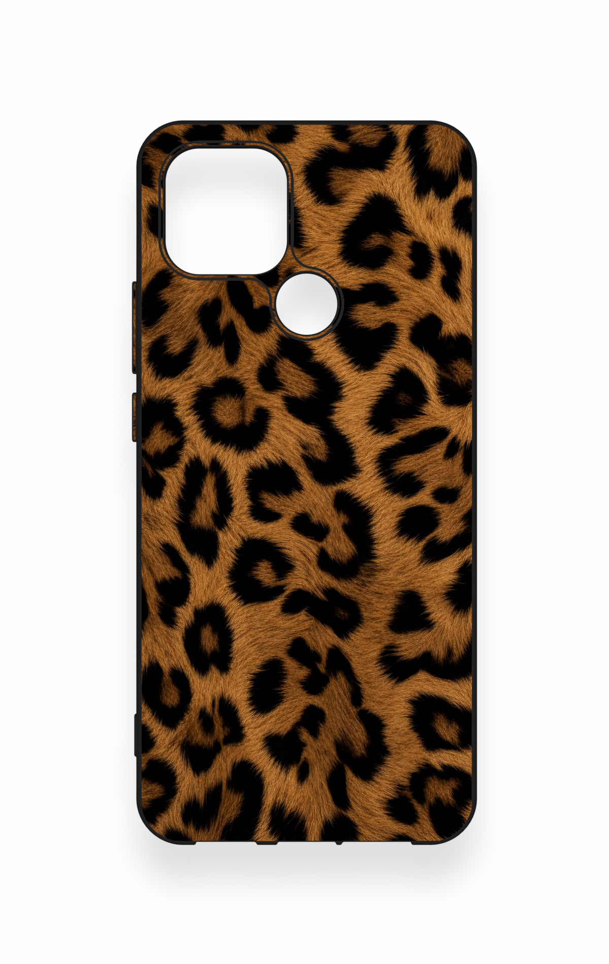 Oppo A15 Uyumlu Koyu Leopar Deri Desenli Silikon Kılıf