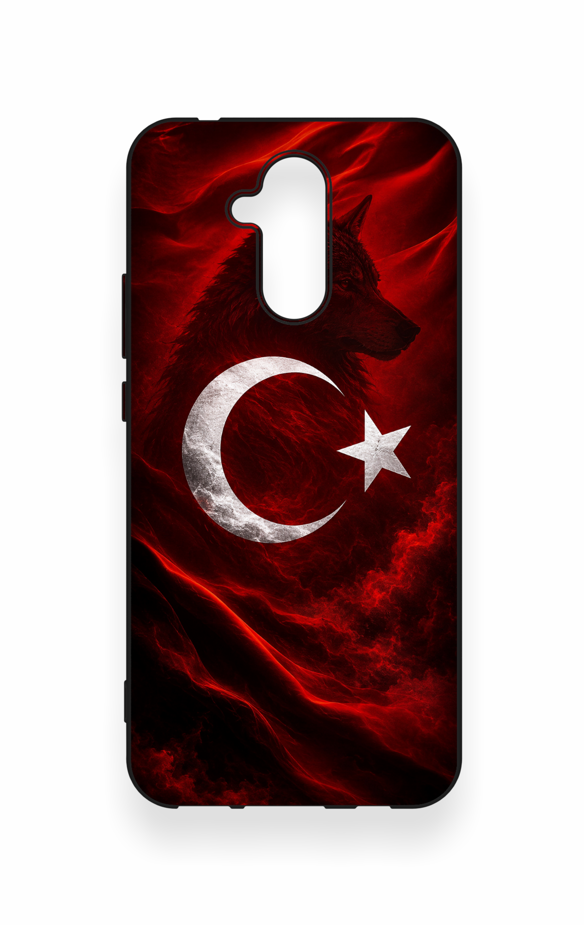 Huawei Mate 20 Lite Uyumlu Kurt Türk Bayrağı Desenli Silikon Kılıf