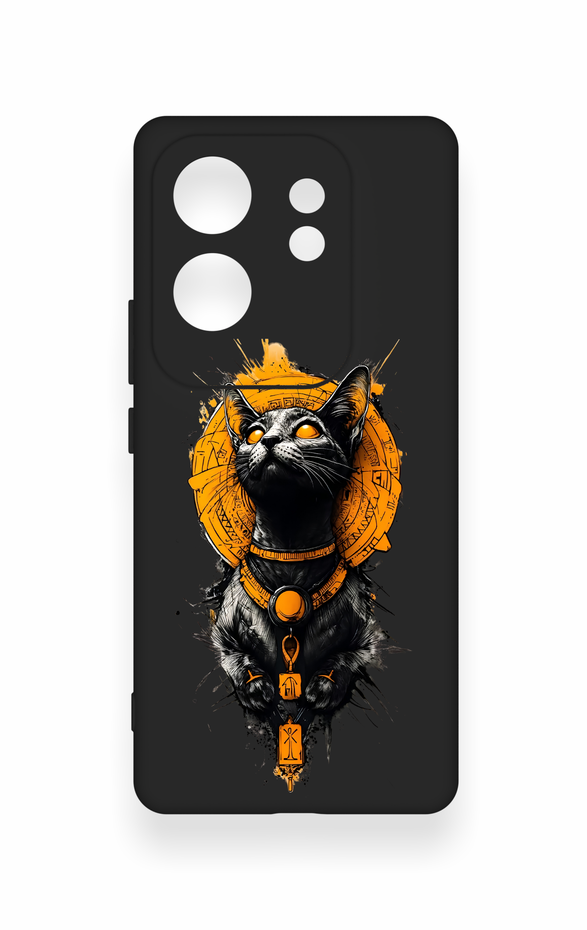 İnfinix Zero 30 Uyumlu Mısırlı Kedi Tanrısı Desenli Silikon Kılıf