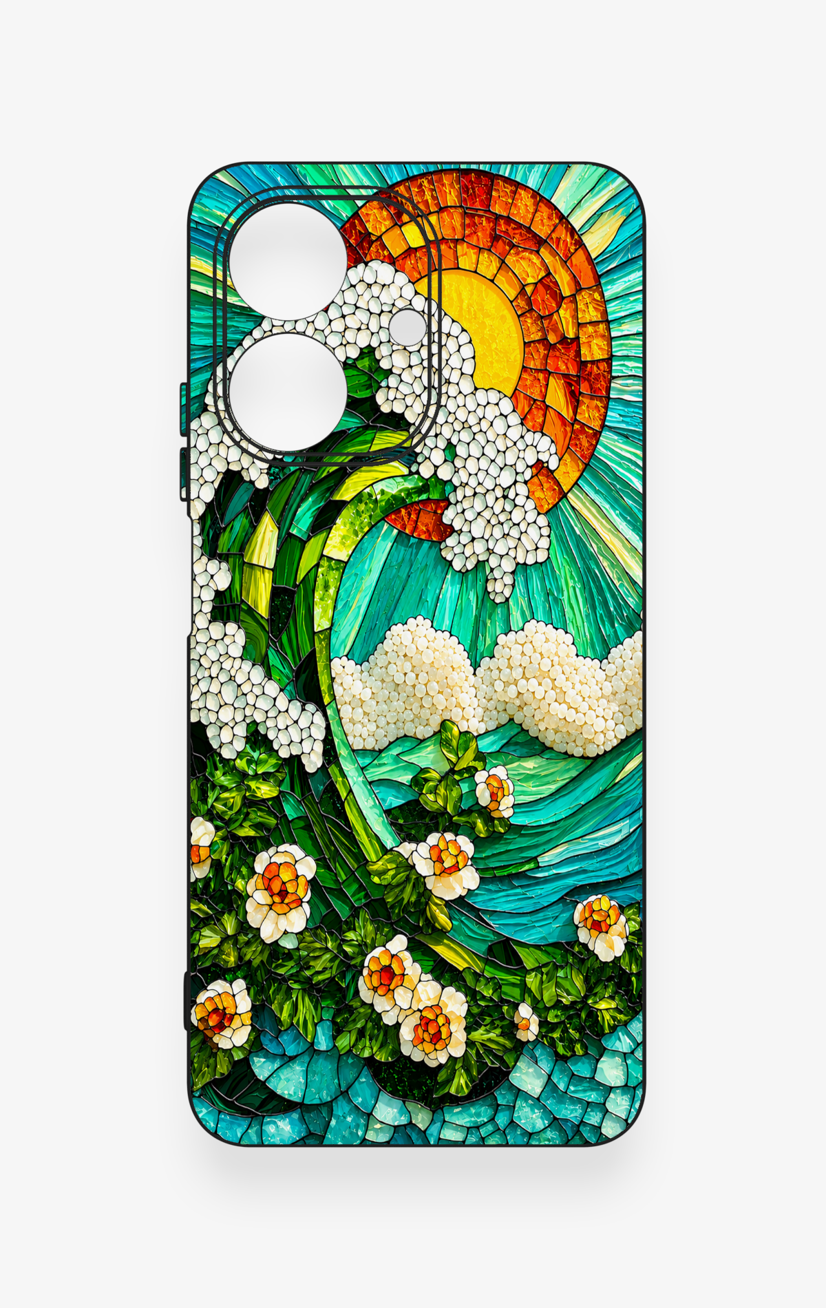 Realme Note 60 Uyumlu Mozaik Okyanus Dalgası Desenli Silikon Kılıf
