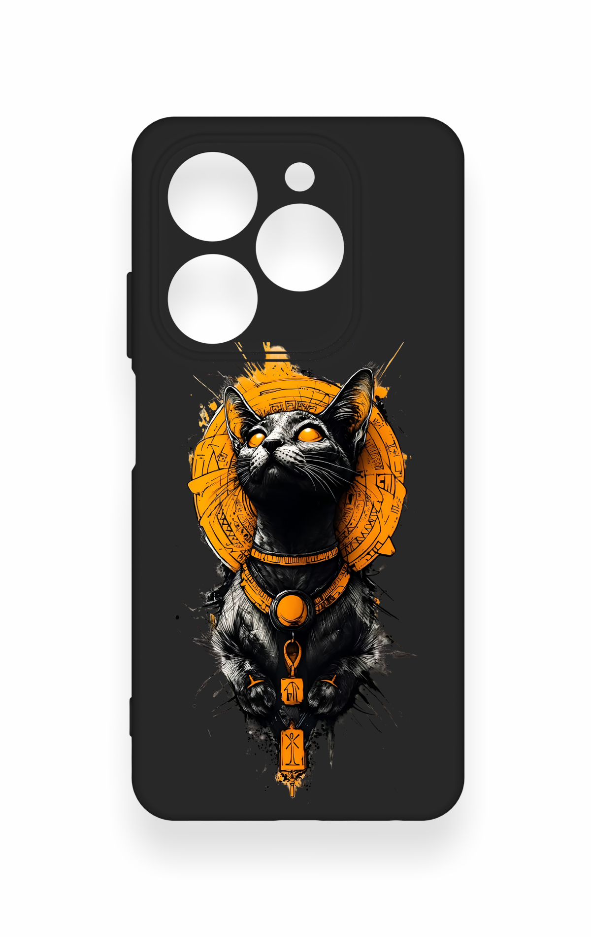 Tecno Spark 20C Uyumlu Mısırlı Kedi Tanrısı Desenli Silikon Kılıf