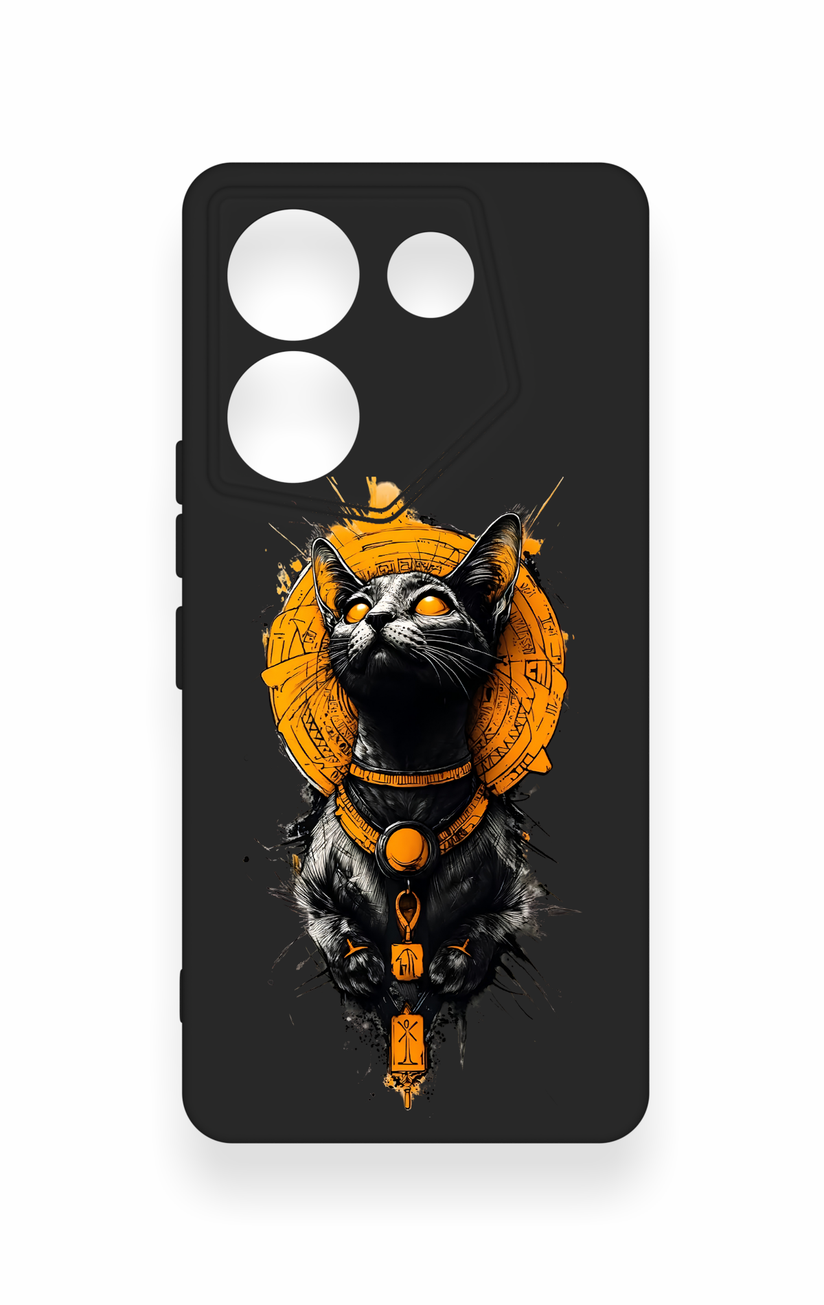 Tecno Caman 20 Pro 5G Uyumlu Mısırlı Kedi Tanrısı Desenli Silikon Kılıf