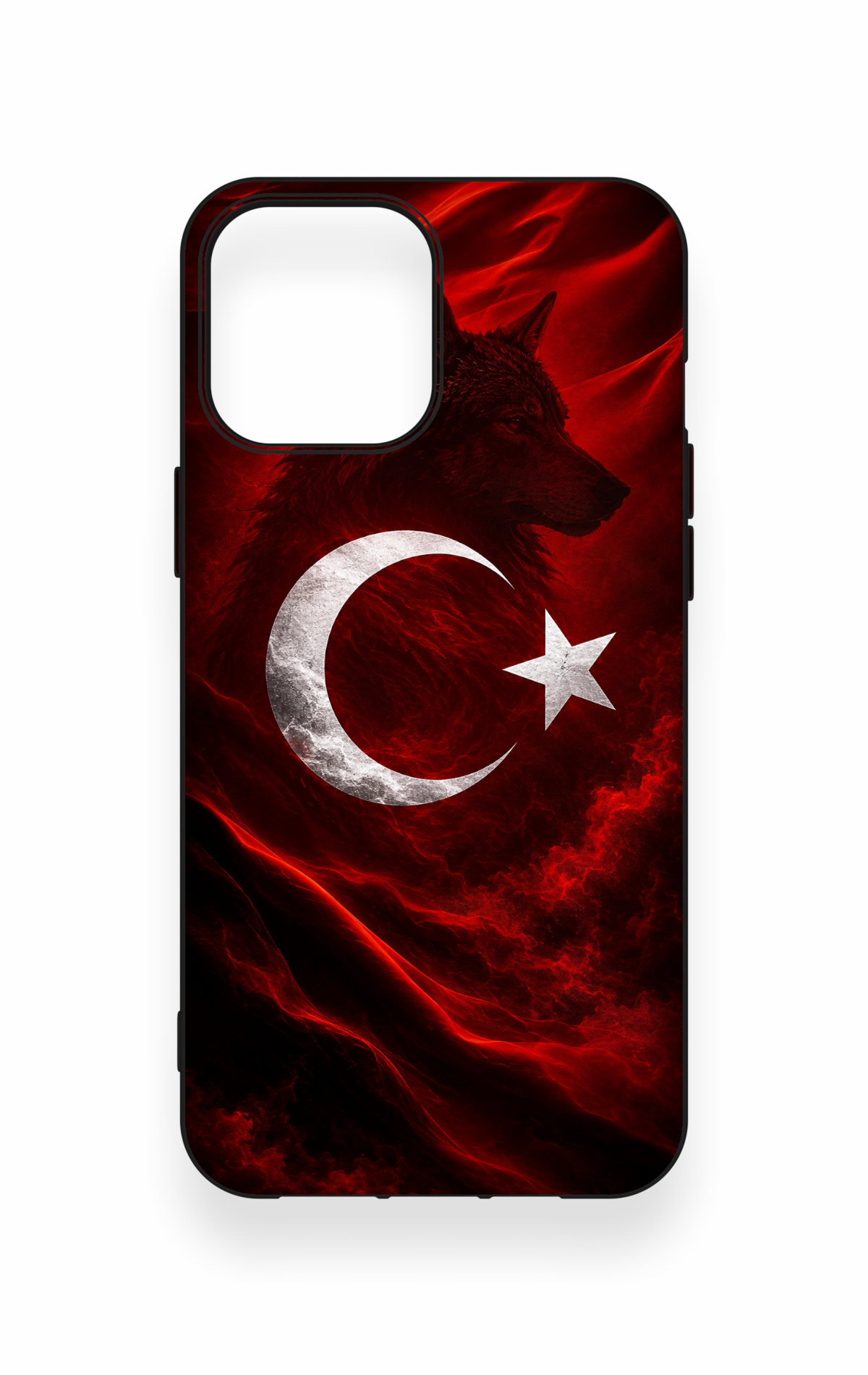 iPhone 12 Pro Max Uyumlu Kurt Türk Bayrağı Desenli Silikon Kılıf