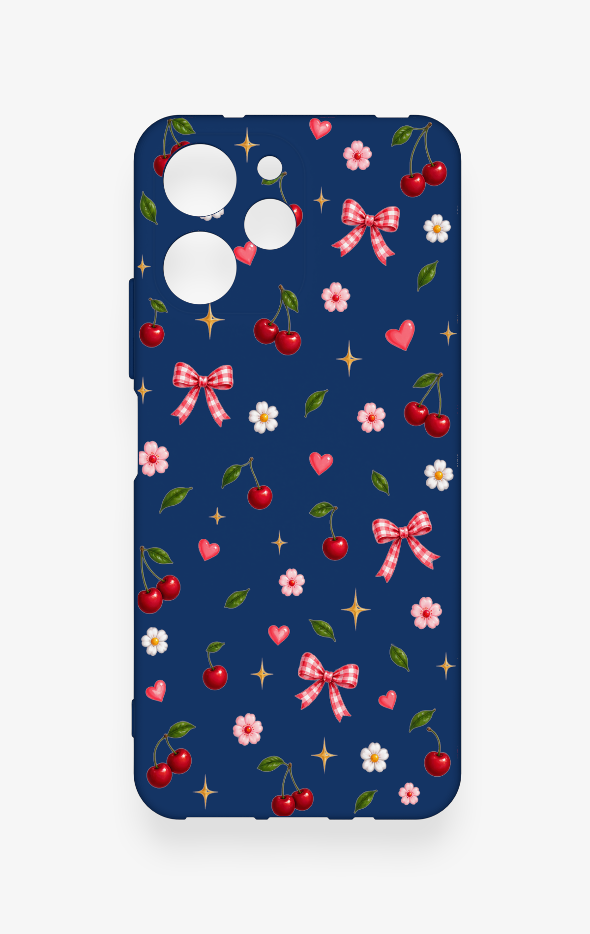 Redmi 12 Uyumlu Çiçek Kiraz Fiyonk Desenli Silikon Kılıf