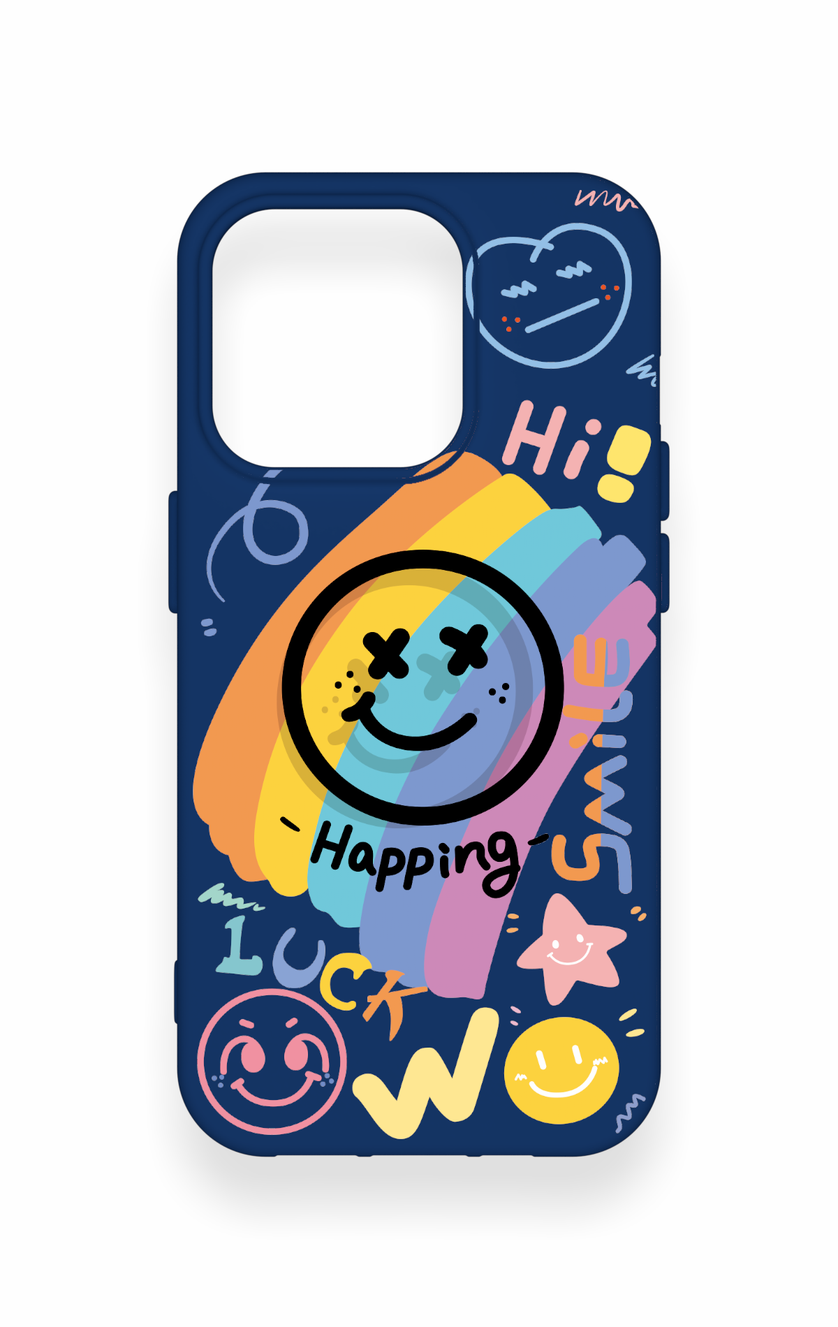 iPhone 15 Pro Uyumlu Happing Smile Desenli Silikon Kılıf