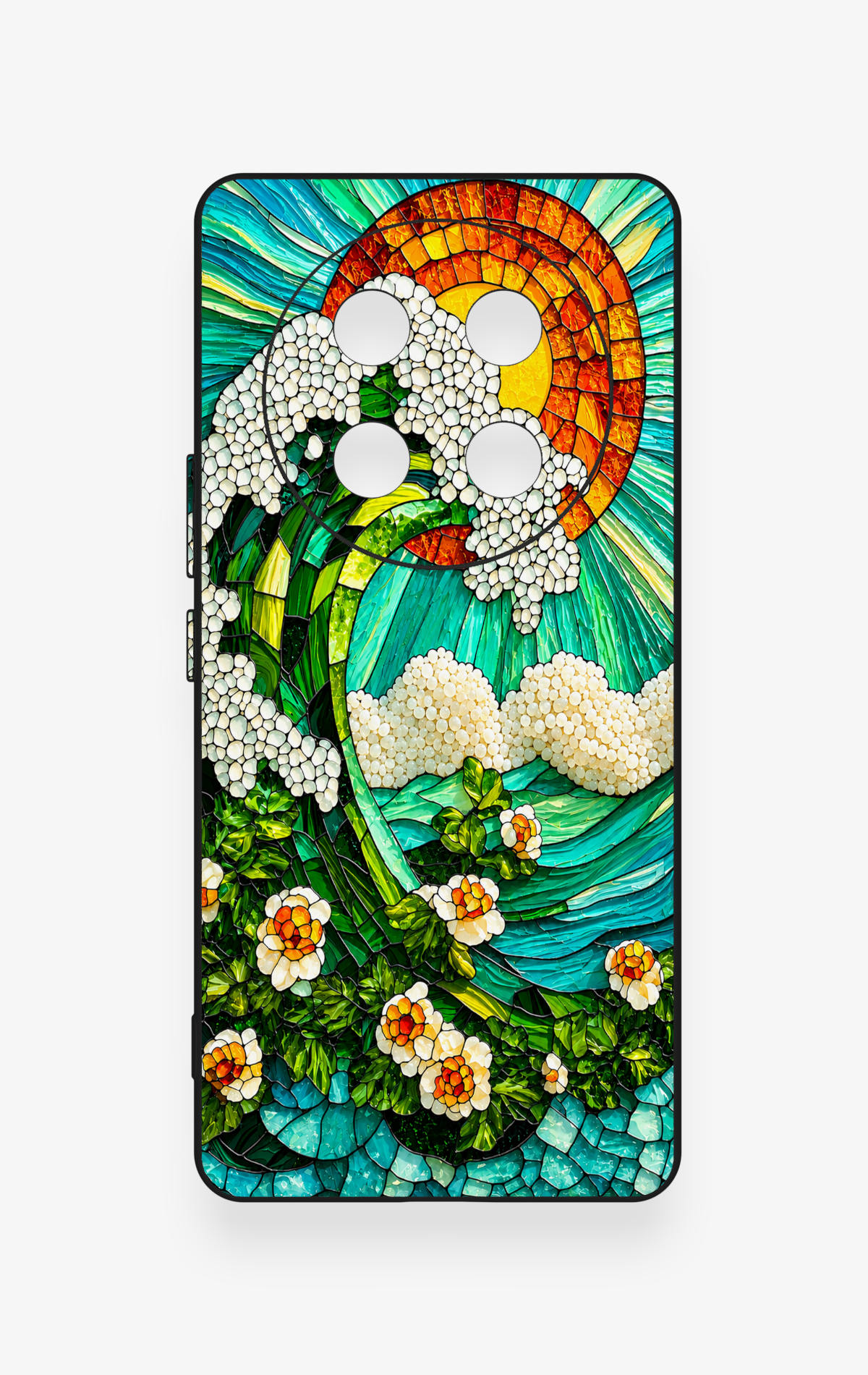 Honor Magic 7 Lite 5G Uyumlu Mozaik Okyanus Dalgası Desenli Silikon Kılıf