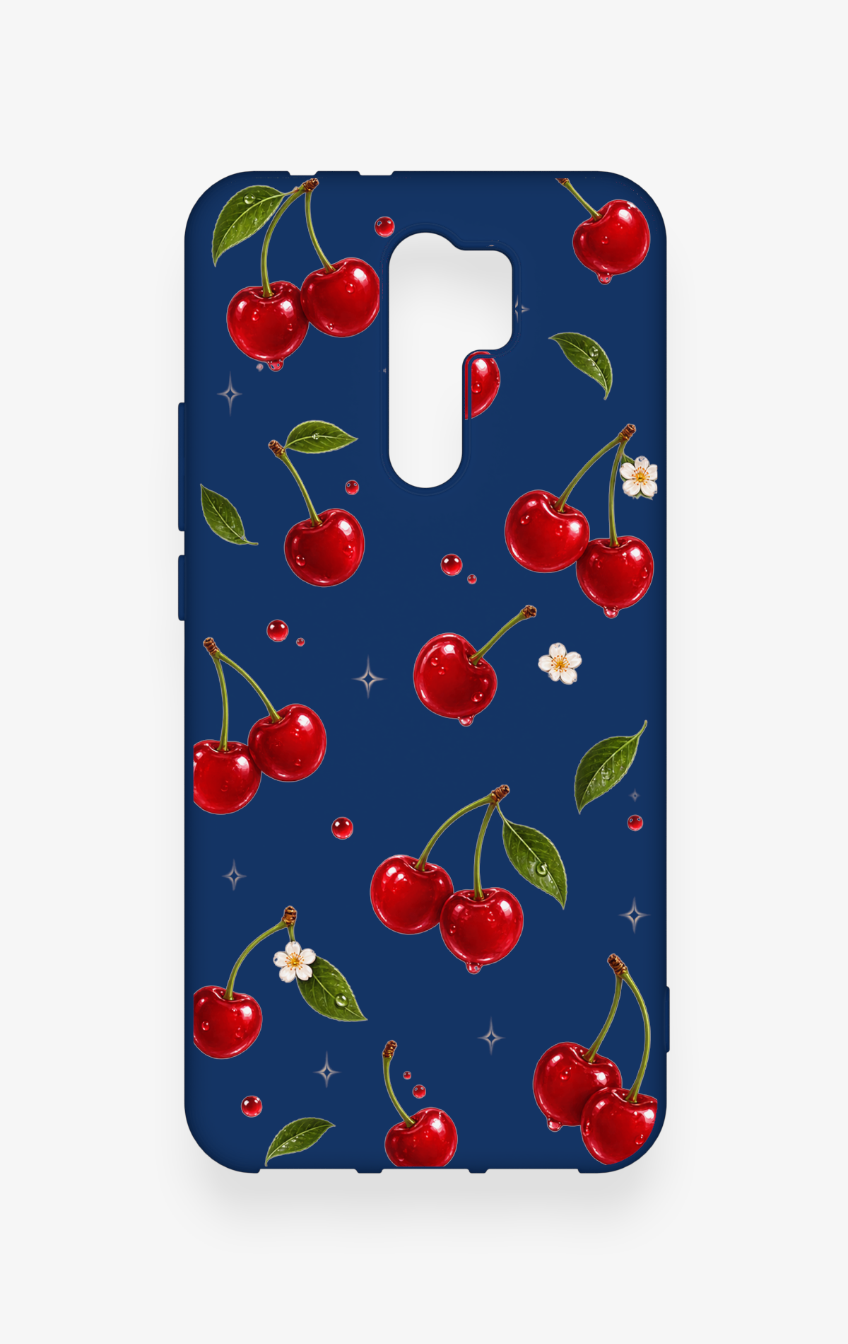 Redmi 9 Uyumlu Kiraz Papatya Desenli Silikon Kılıf