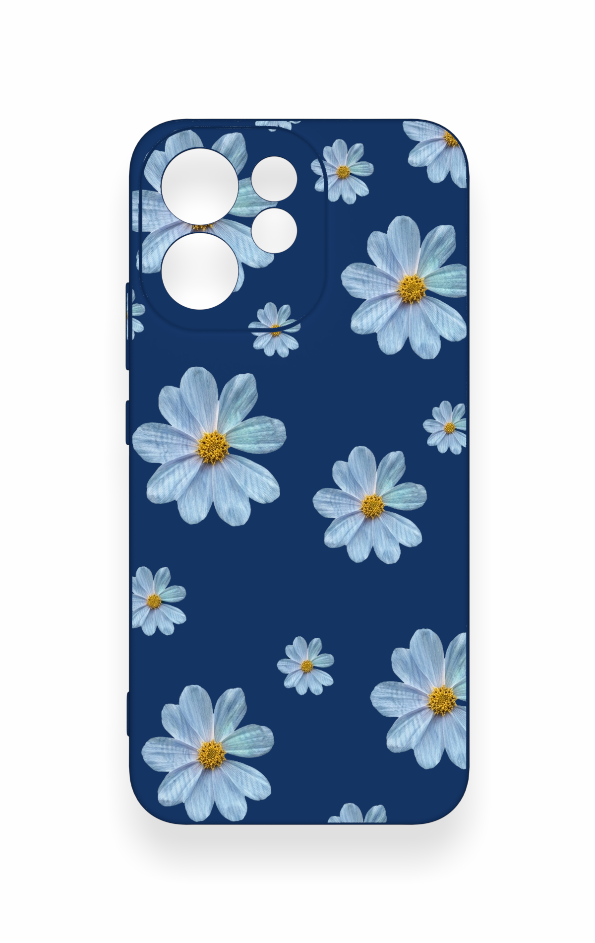 Oppo Reno 15F Uyumlu Mavi Papatya Desenli Silikon Kılıf