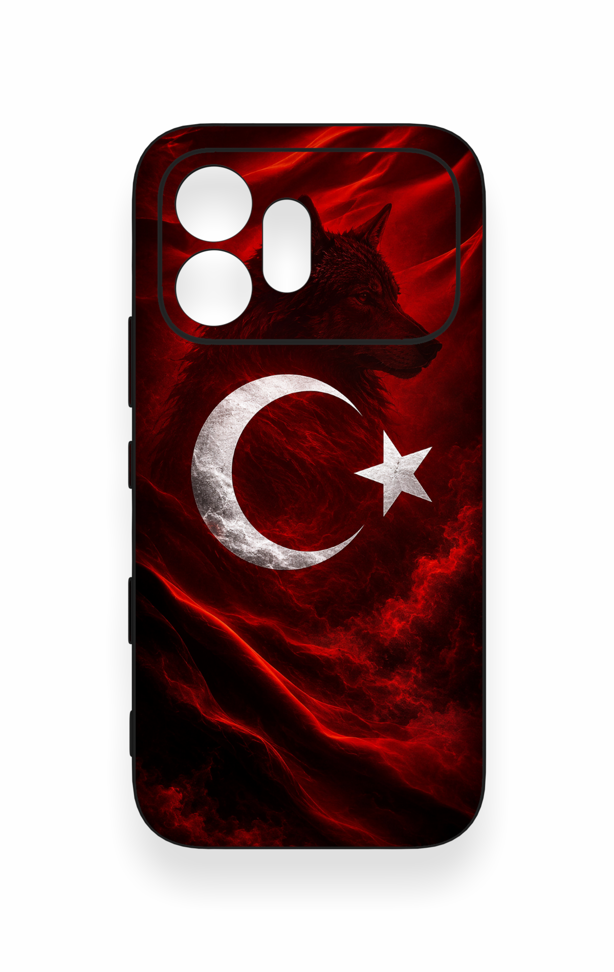 Honor 600 Uyumlu Kurt Türk Bayrağı Desenli Silikon Kılıf