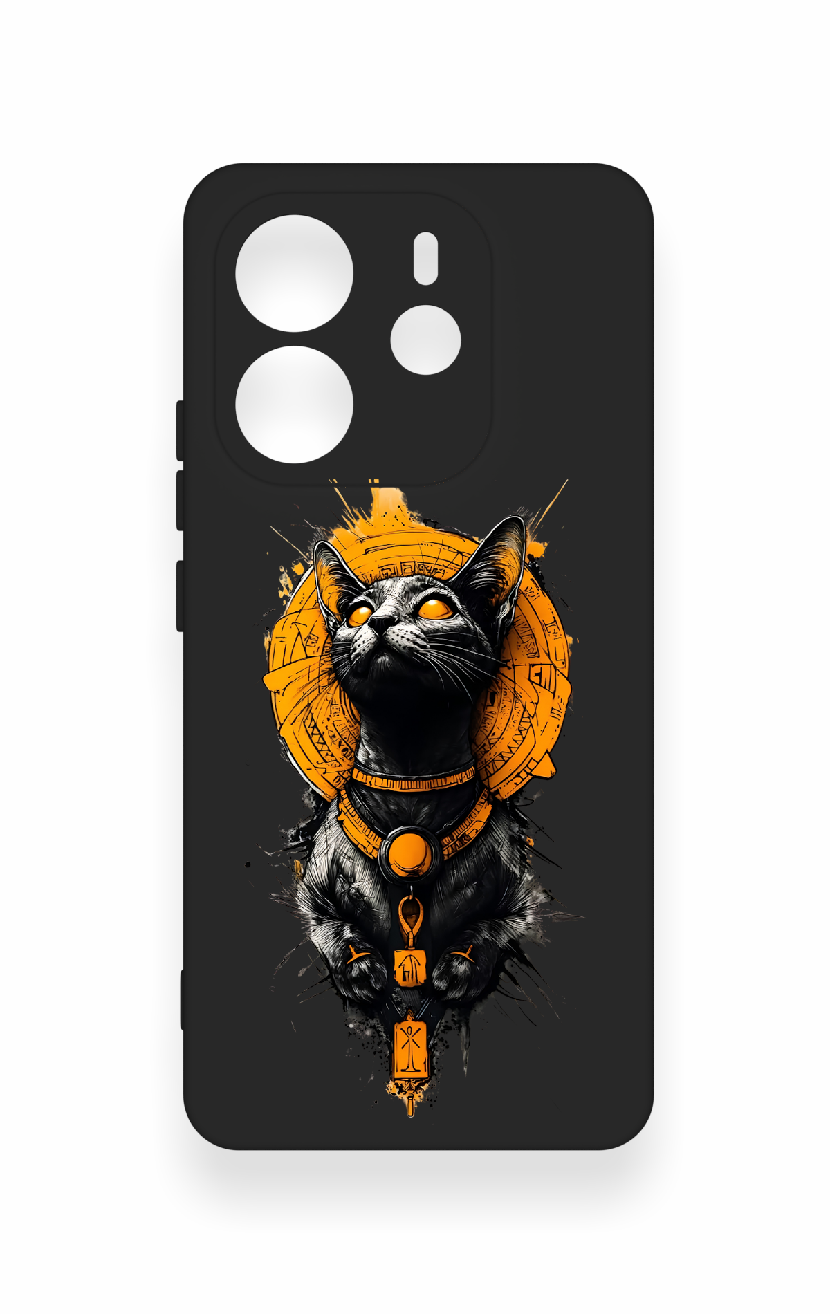 Redmi Note 14 4G Uyumlu Mısırlı Kedi Tanrısı Desenli Silikon Kılıf