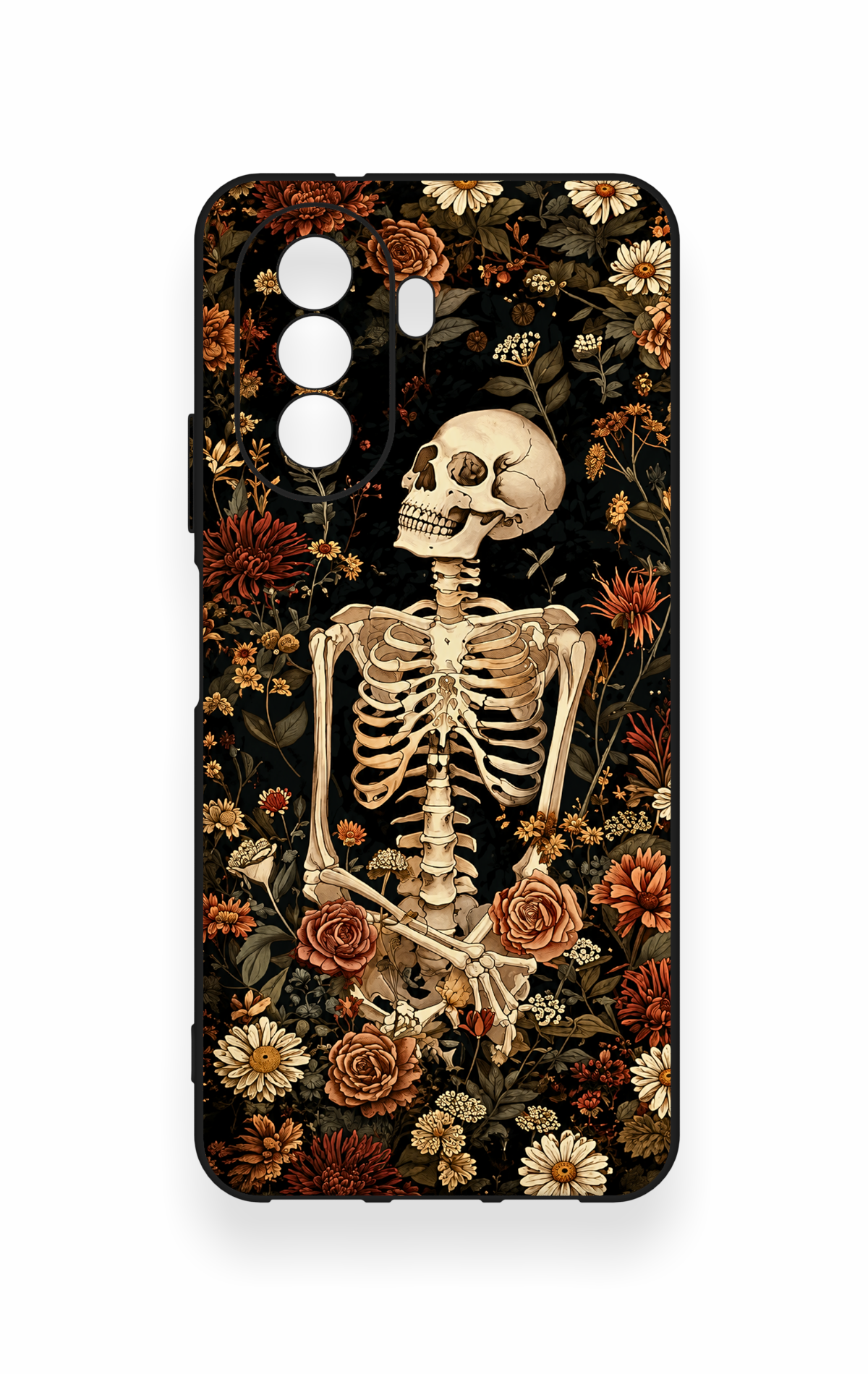 Huawei Nova Y70 Uyumlu Çiçek İskelet Desenli Silikon Kılıf