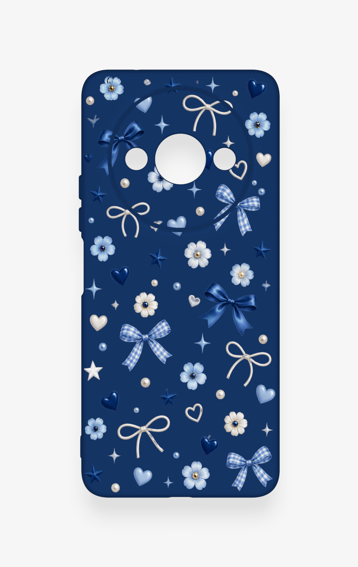 Redmi A3 Uyumlu Mavi Papatya Fiyonk Desenli Silikon Kılıf