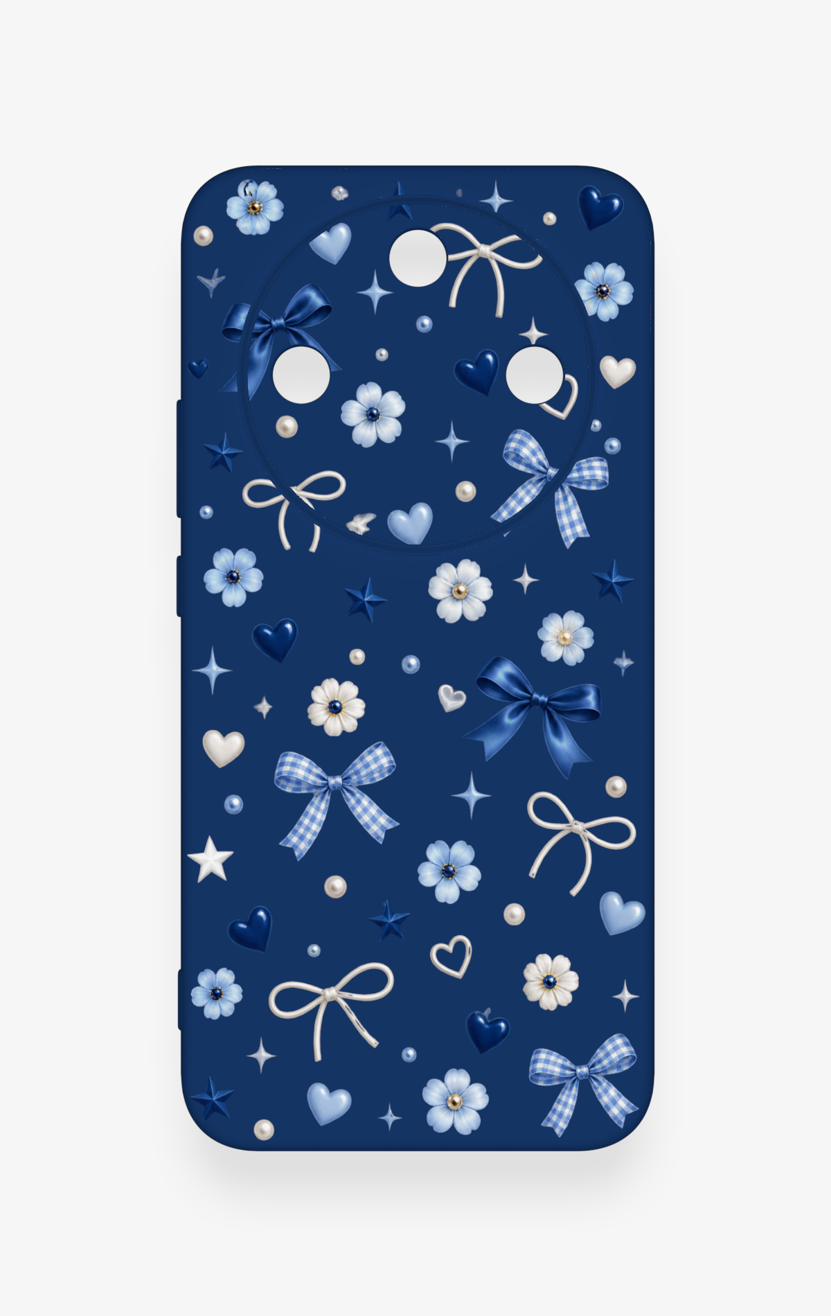 Honor Magic 8 Lite Uyumlu Mavi Papatya Fiyonk Desenli Silikon Kılıf