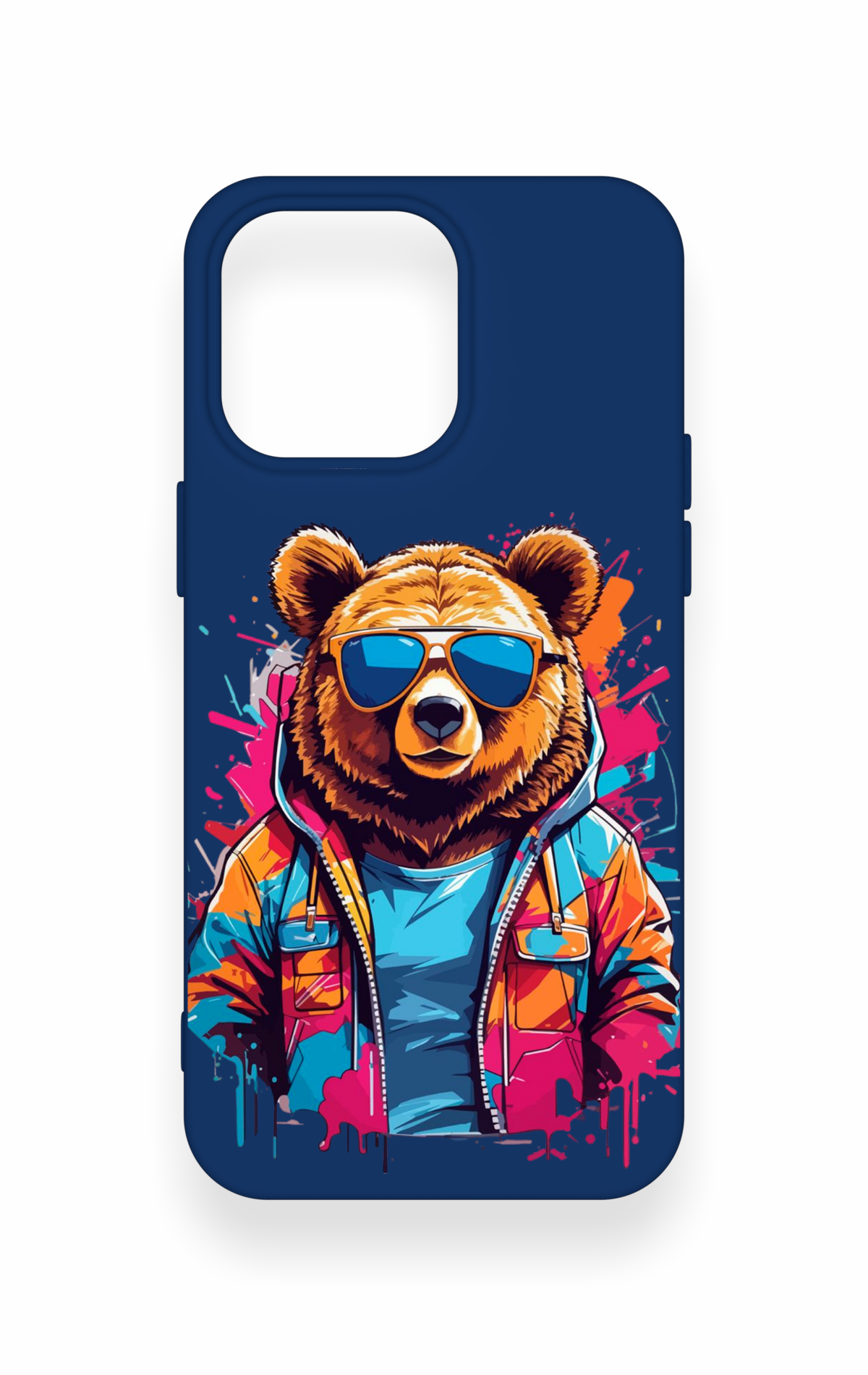 iPhone 15 Pro Max Uyumlu Gözlüklü Ayı Desenli Silikon Kılıf
