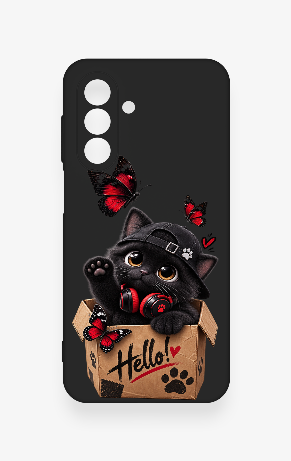 Samsung A17 Uyumlu Hello Cat Desenli Silikon Kılıf