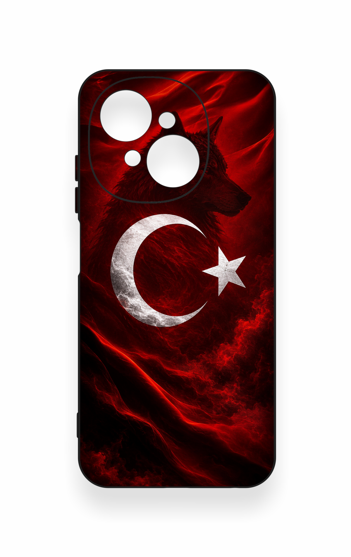 Tecno Spark Go1 Uyumlu Kurt Türk Bayrağı Desenli Silikon Kılıf