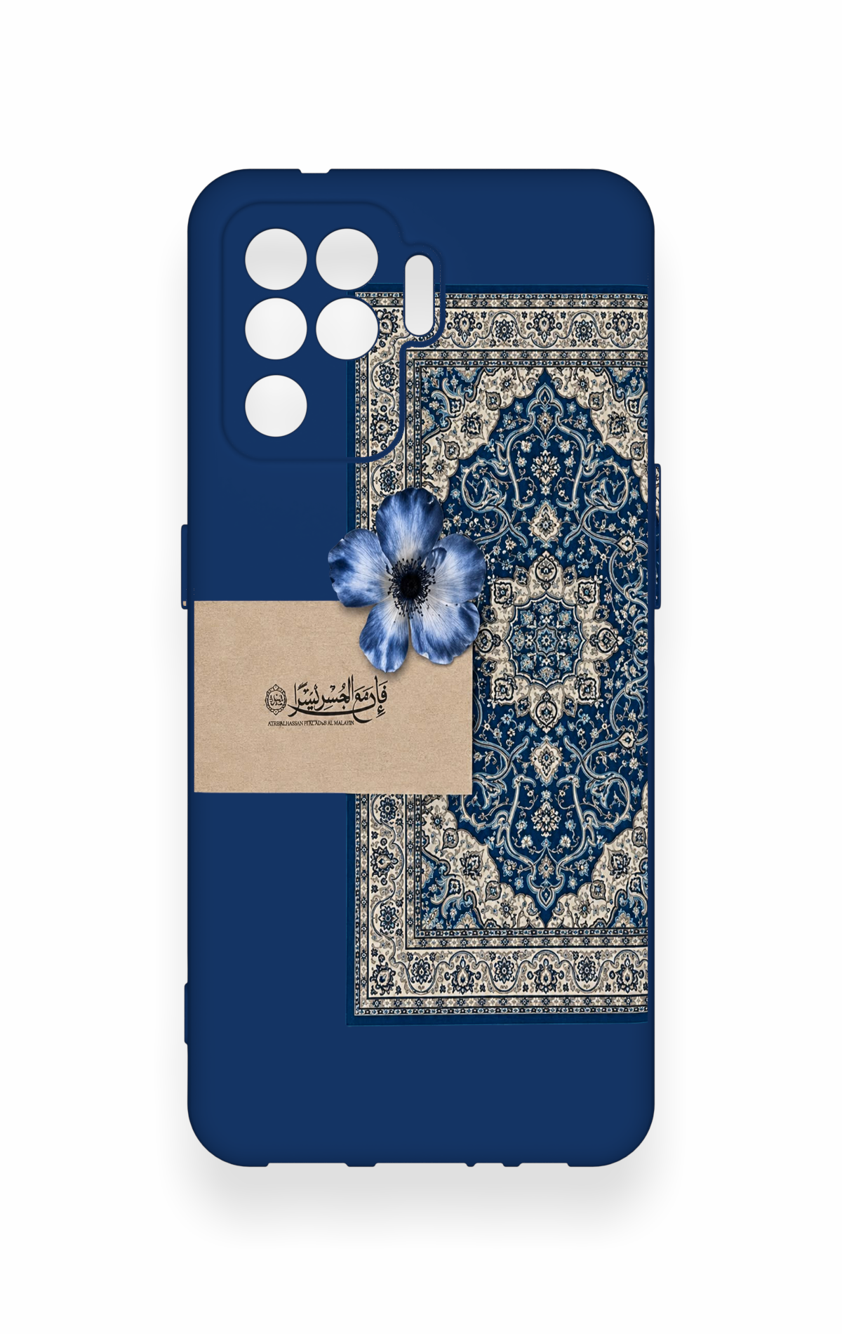 Oppo Reno 5 Lite Uyumlu Mavi Etnik Halı Desenli Silikon Kılıf