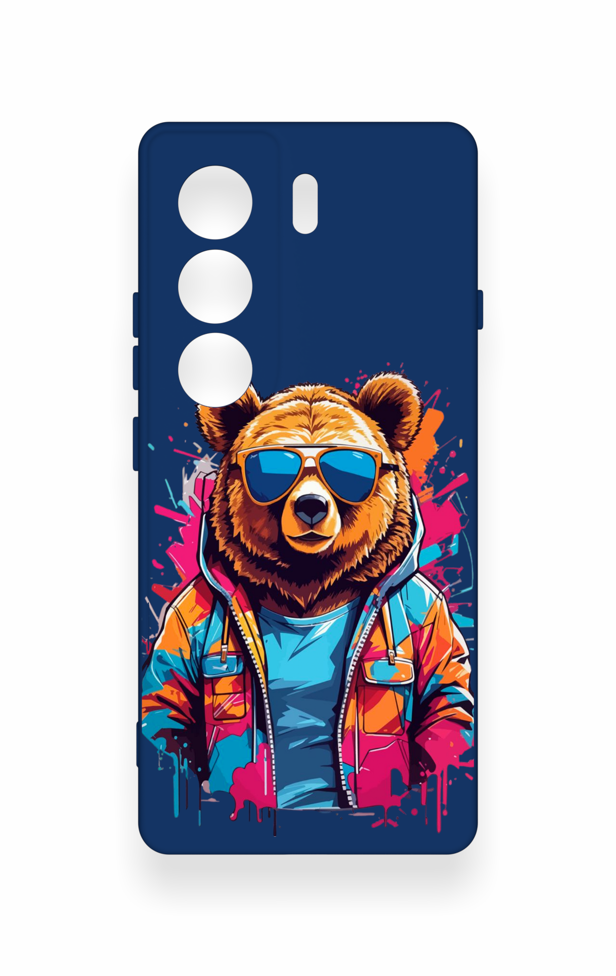 Tecno Camon 40 4G Uyumlu Gözlüklü Ayı Desenli Silikon Kılıf