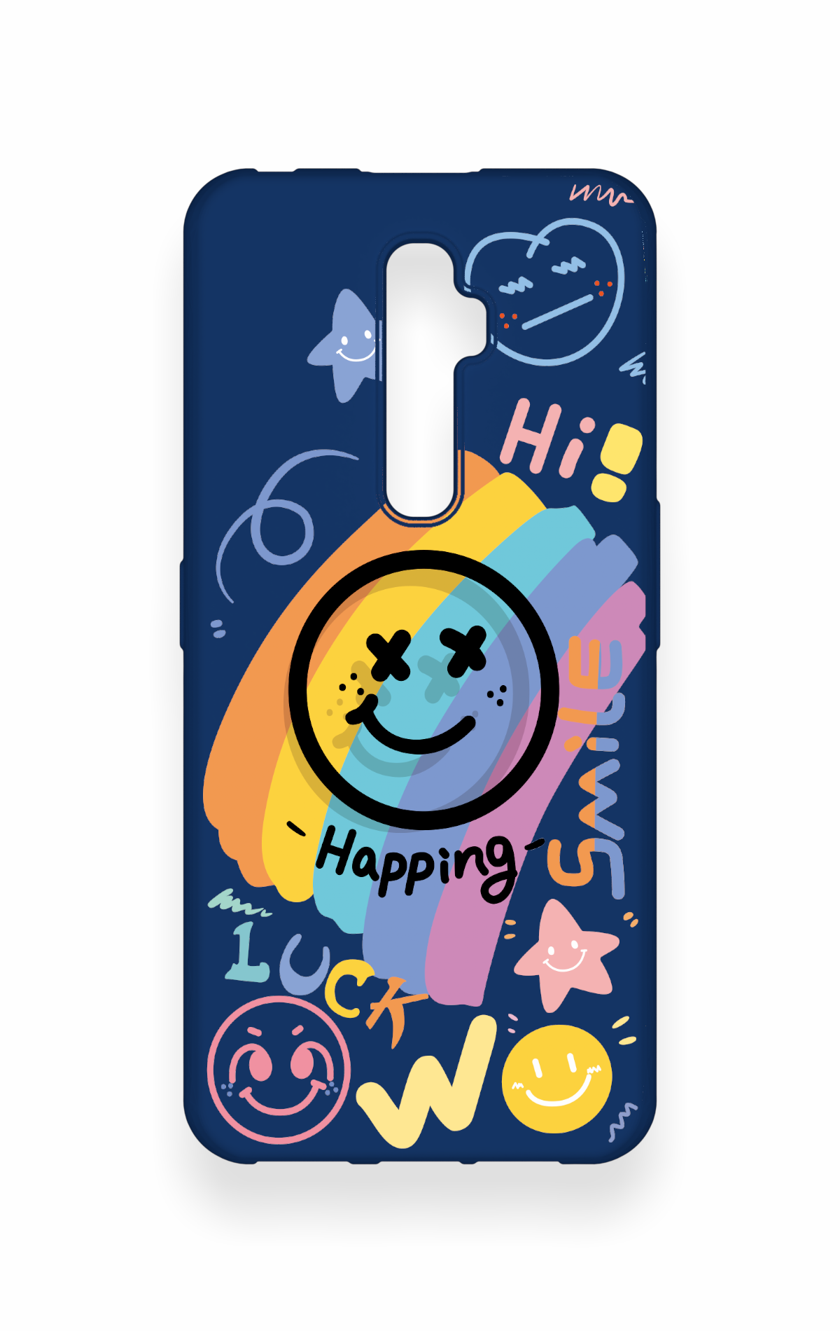 Oppo Reno 2Z Uyumlu Happing Smile Desenli Silikon Kılıf