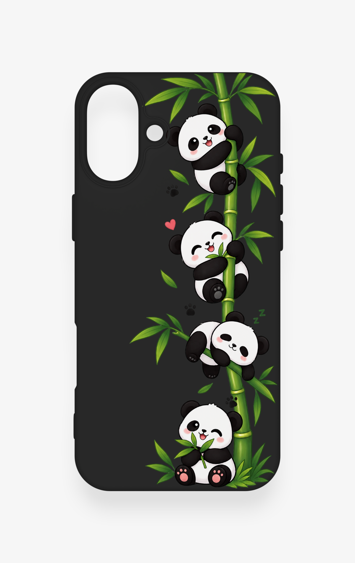 iPhone 16 Plus Uyumlu Sevimli Panda Bambu Desenli Silikon Kılıf