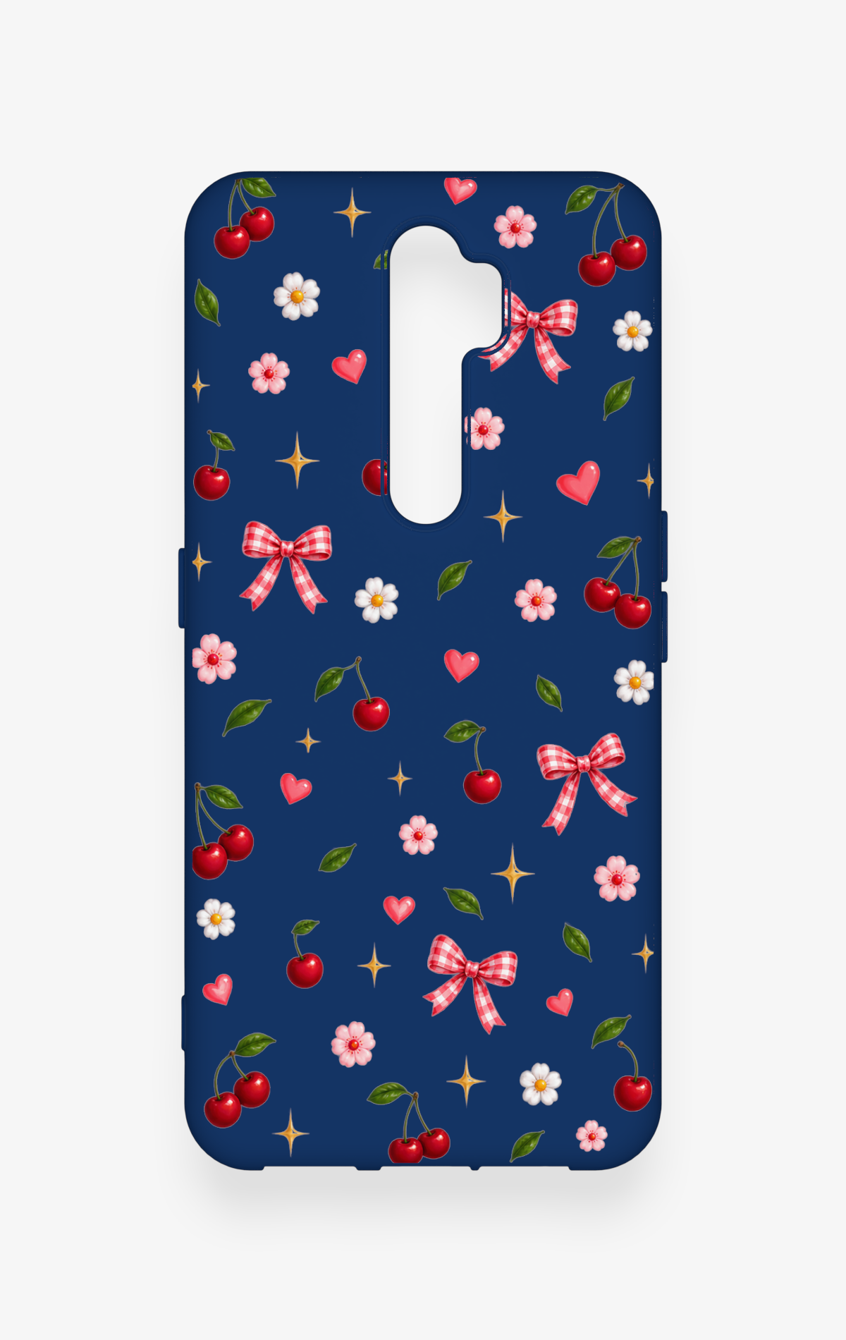 Oppo A5 2020 Uyumlu Çiçek Kiraz Fiyonk Desenli Silikon Kılıf