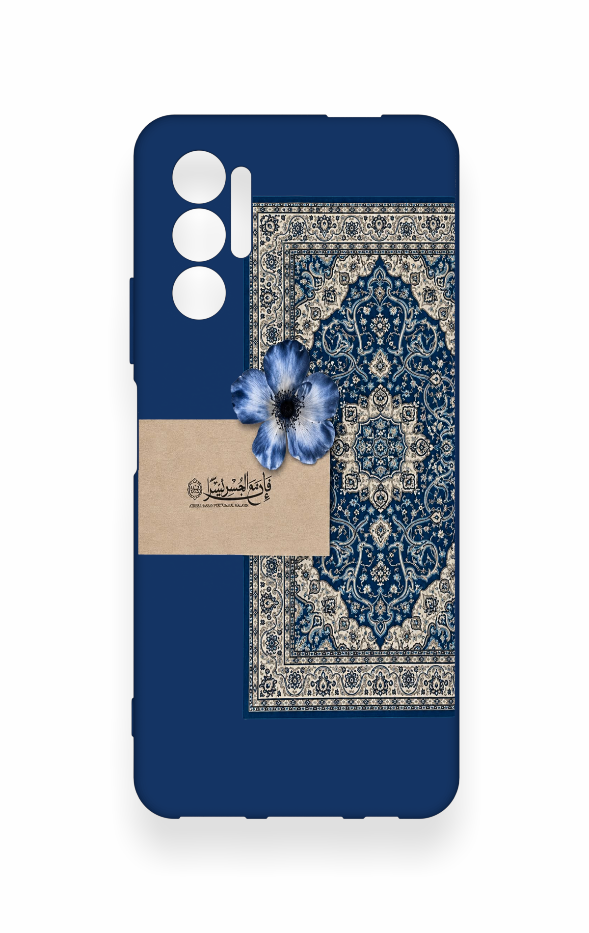 Tecno Pova 3 Uyumlu Mavi Etnik Halı Desenli Silikon Kılıf